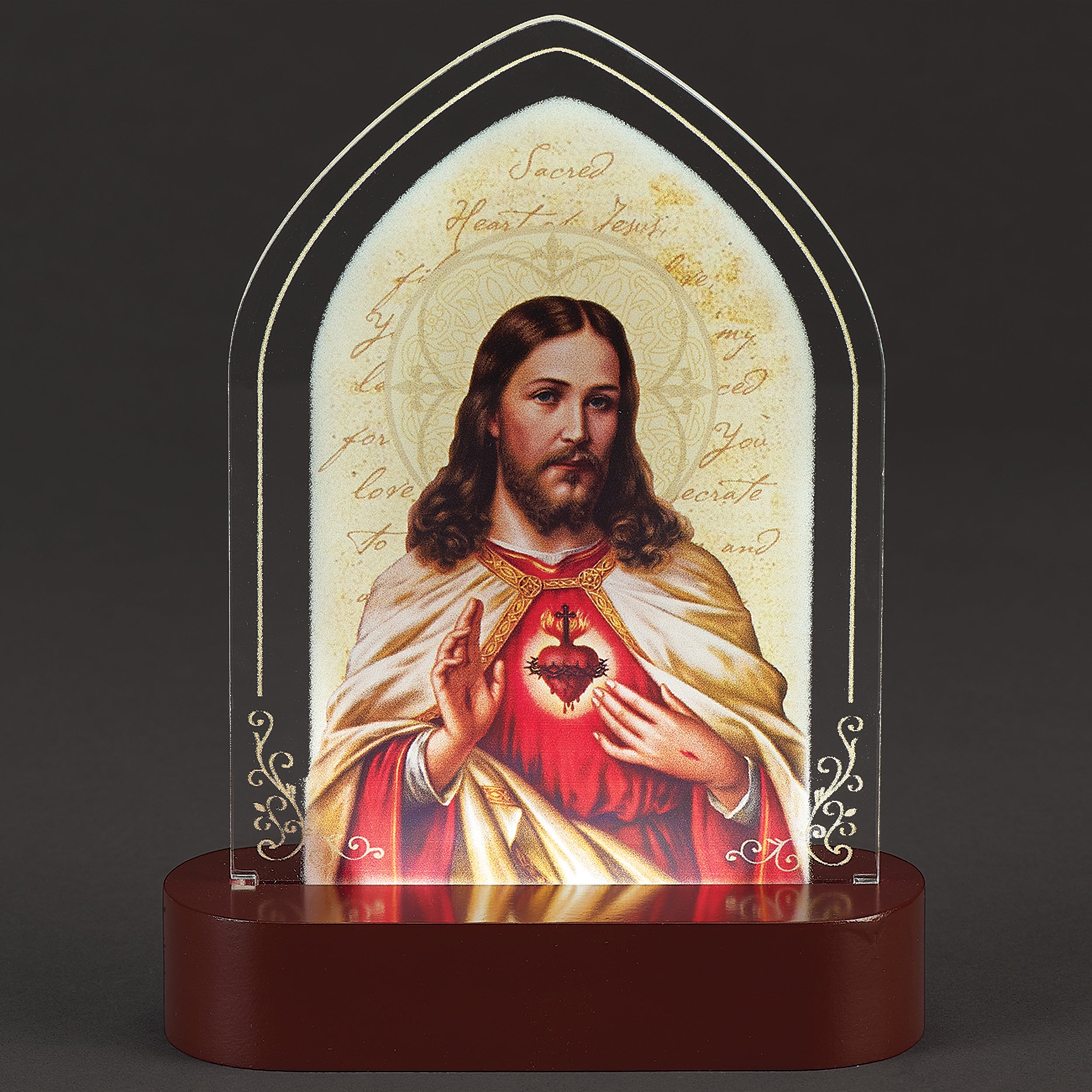 Sacred Heart of Jesus Lighted Tabletop Plaque