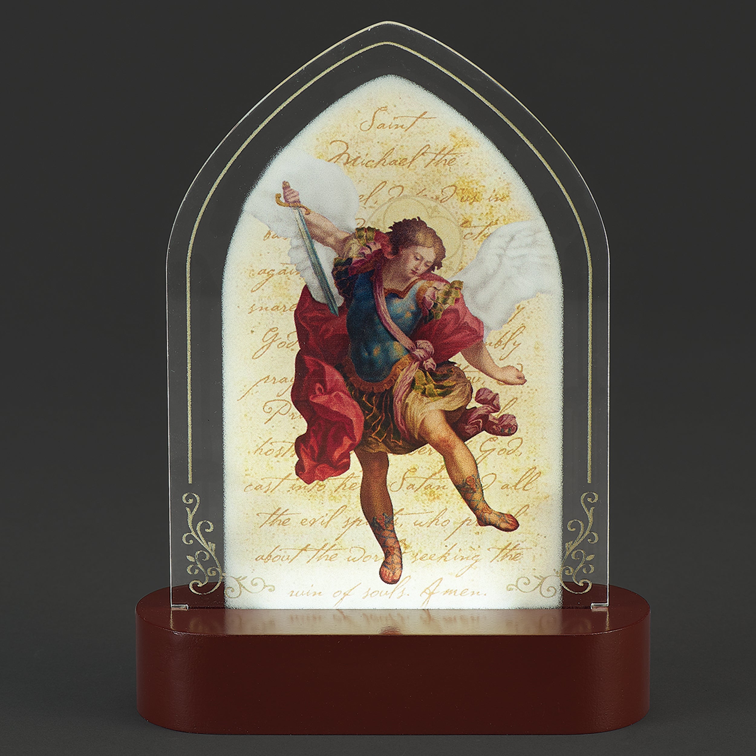 St. Michael Lighted Tabletop Plaque