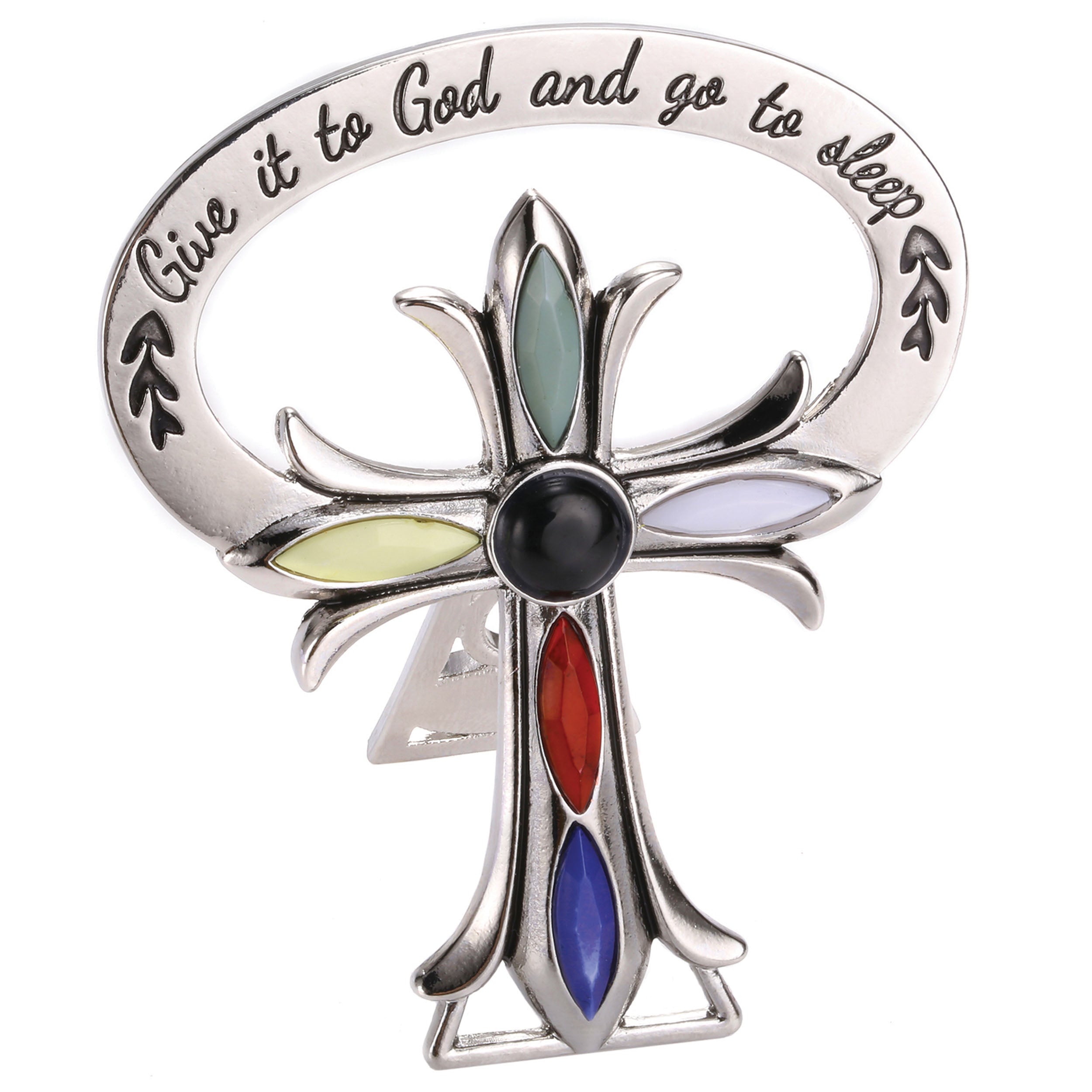 Alexa's Angels "Give It to God and Go to Sleep" Bedside Cross - Multi-Color