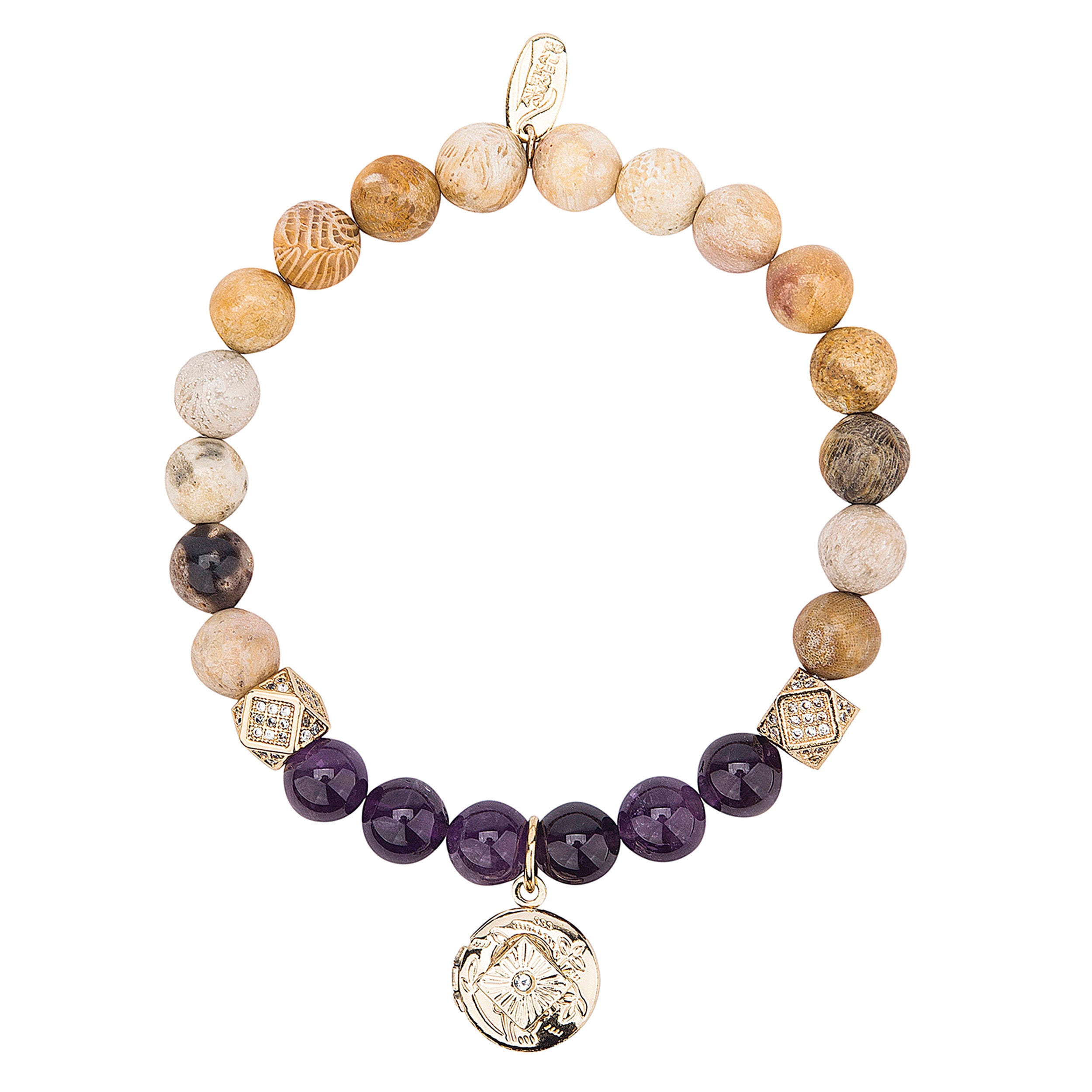 Alexa's Angels Natural Stone & Cubic Zirconia Prayer Box Bracelet