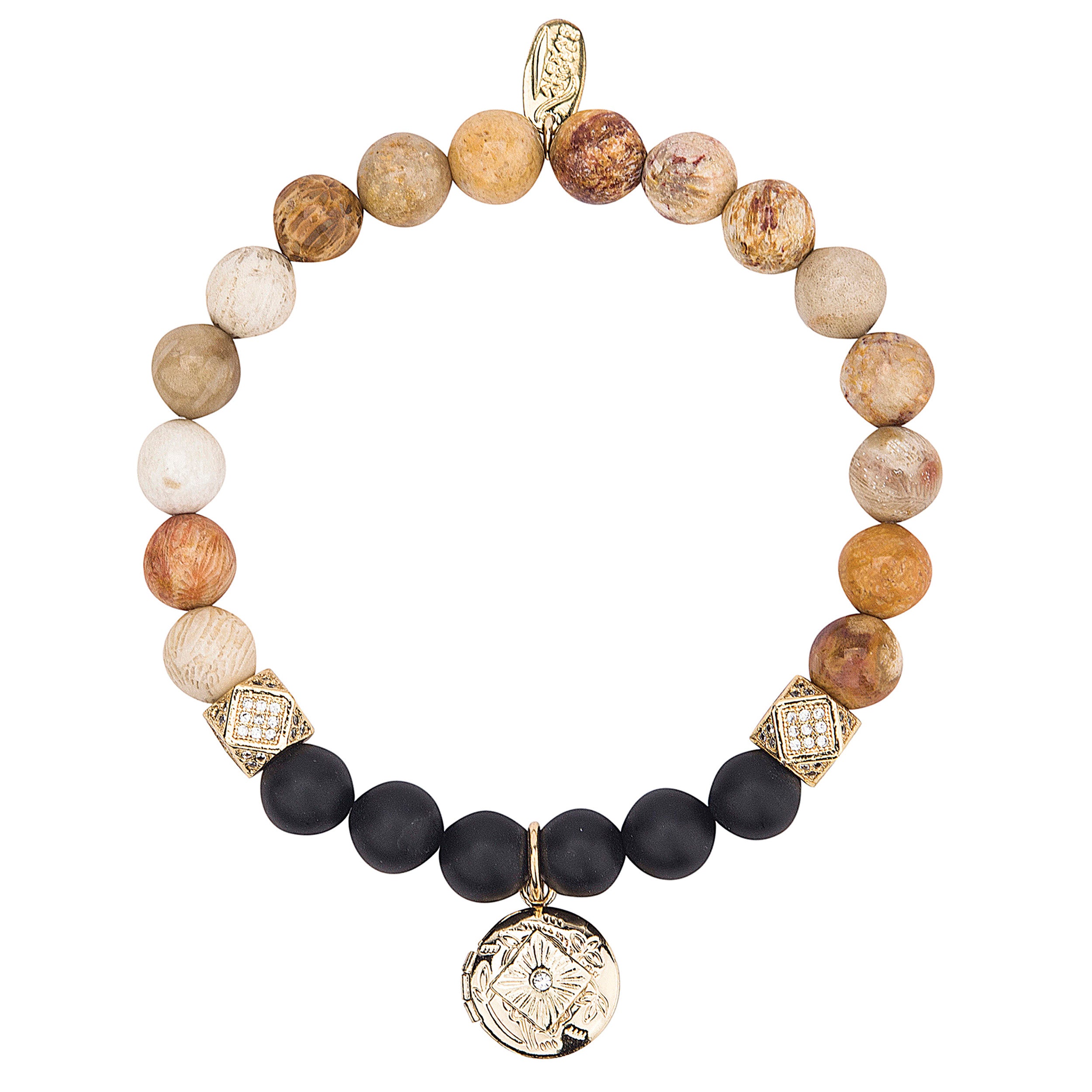 Alexa's Angels Natural Stone & Cubic Zirconia Prayer Box Bracelet