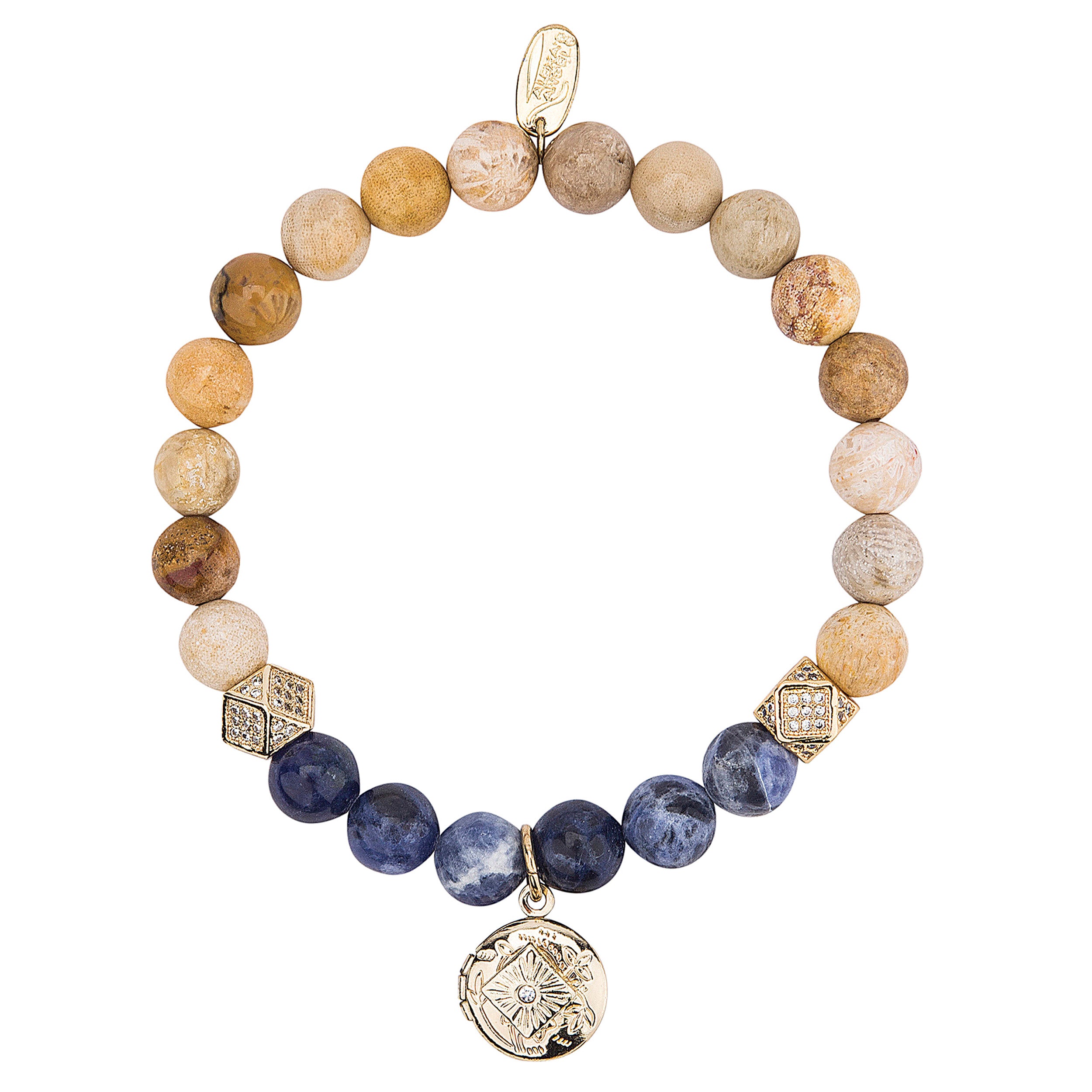 Alexa's Angels Natural Stone & Cubic Zirconia Prayer Box Bracelet