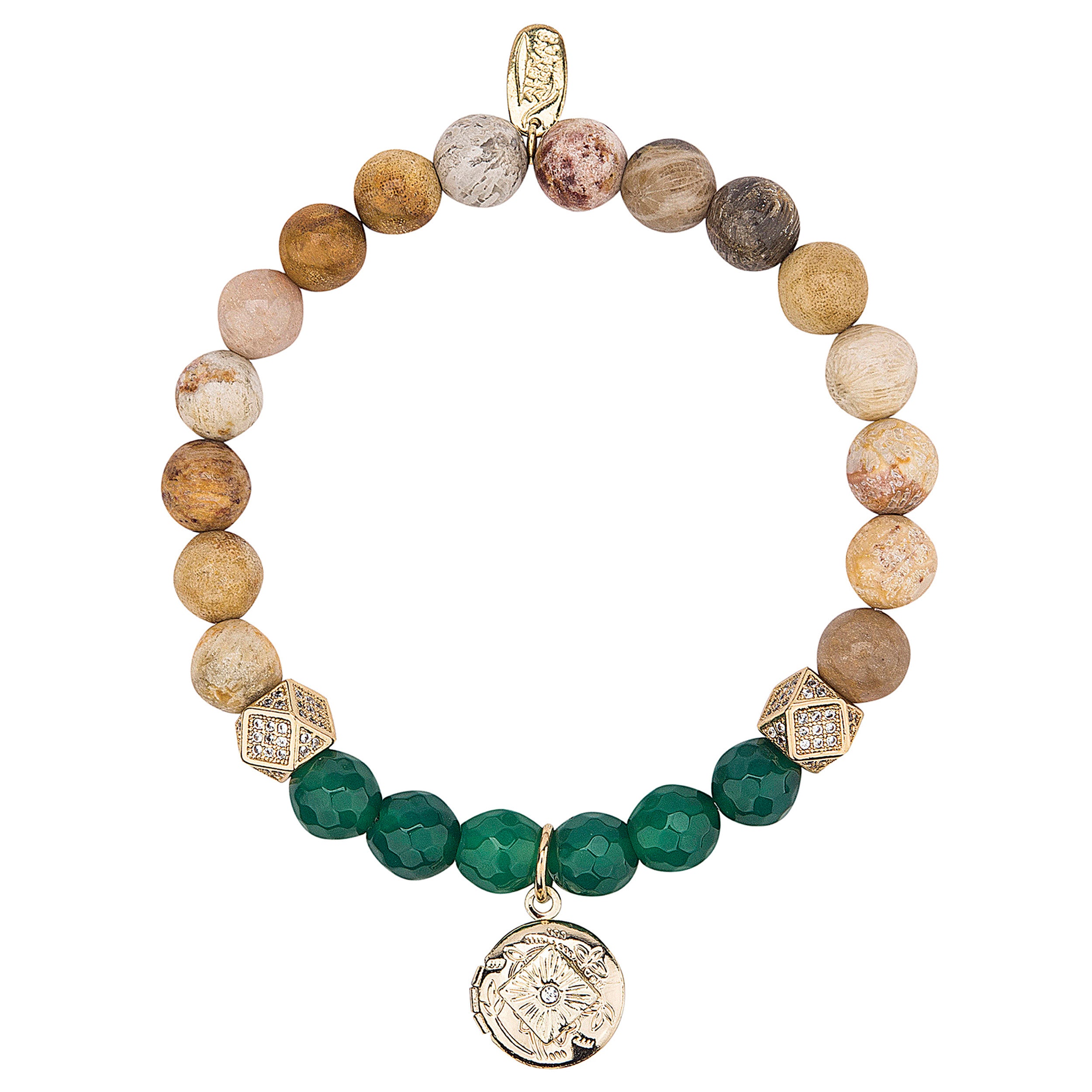 Alexa's Angels Natural Stone & Cubic Zirconia Prayer Box Bracelet