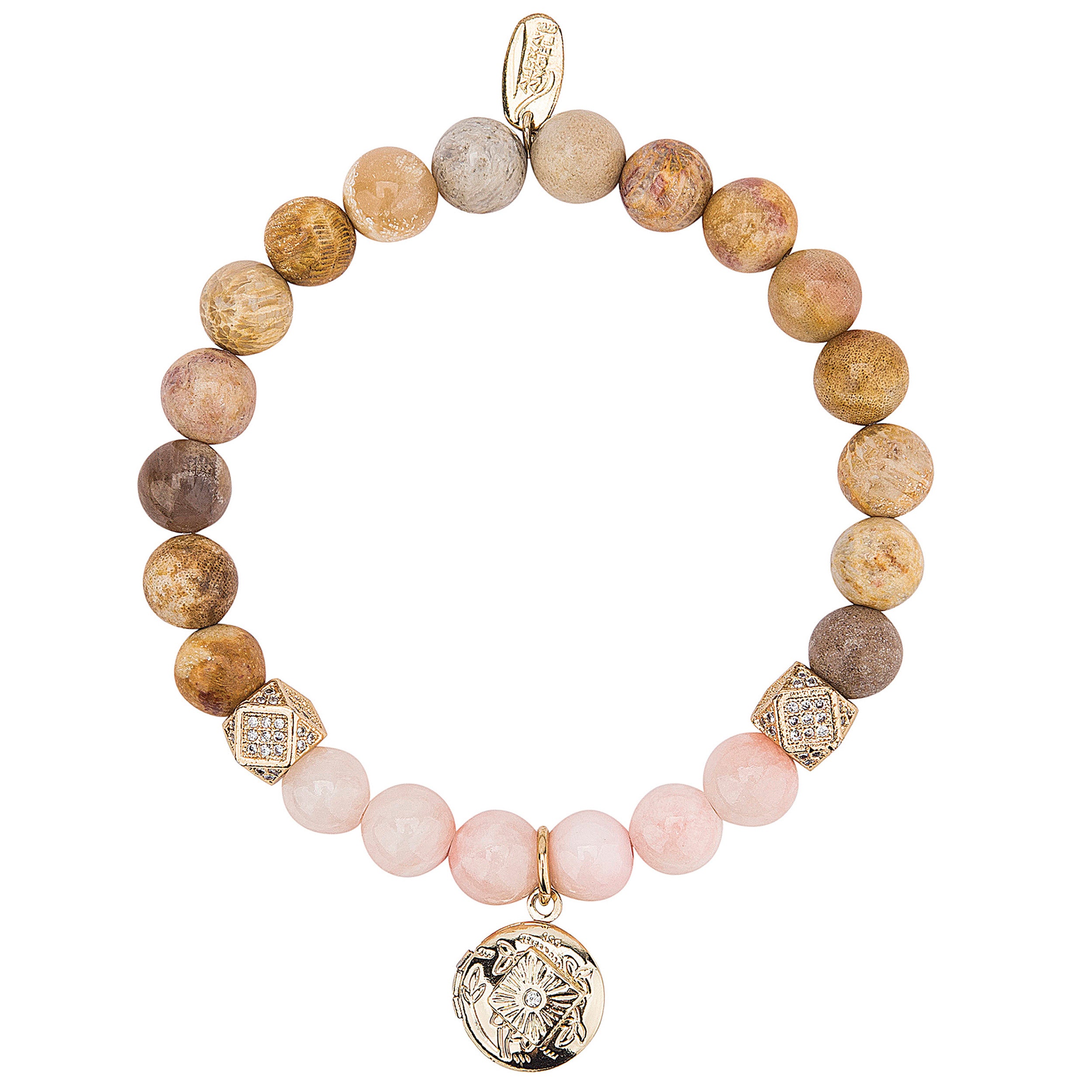 Alexa's Angels Natural Stone & Cubic Zirconia Prayer Box Bracelet