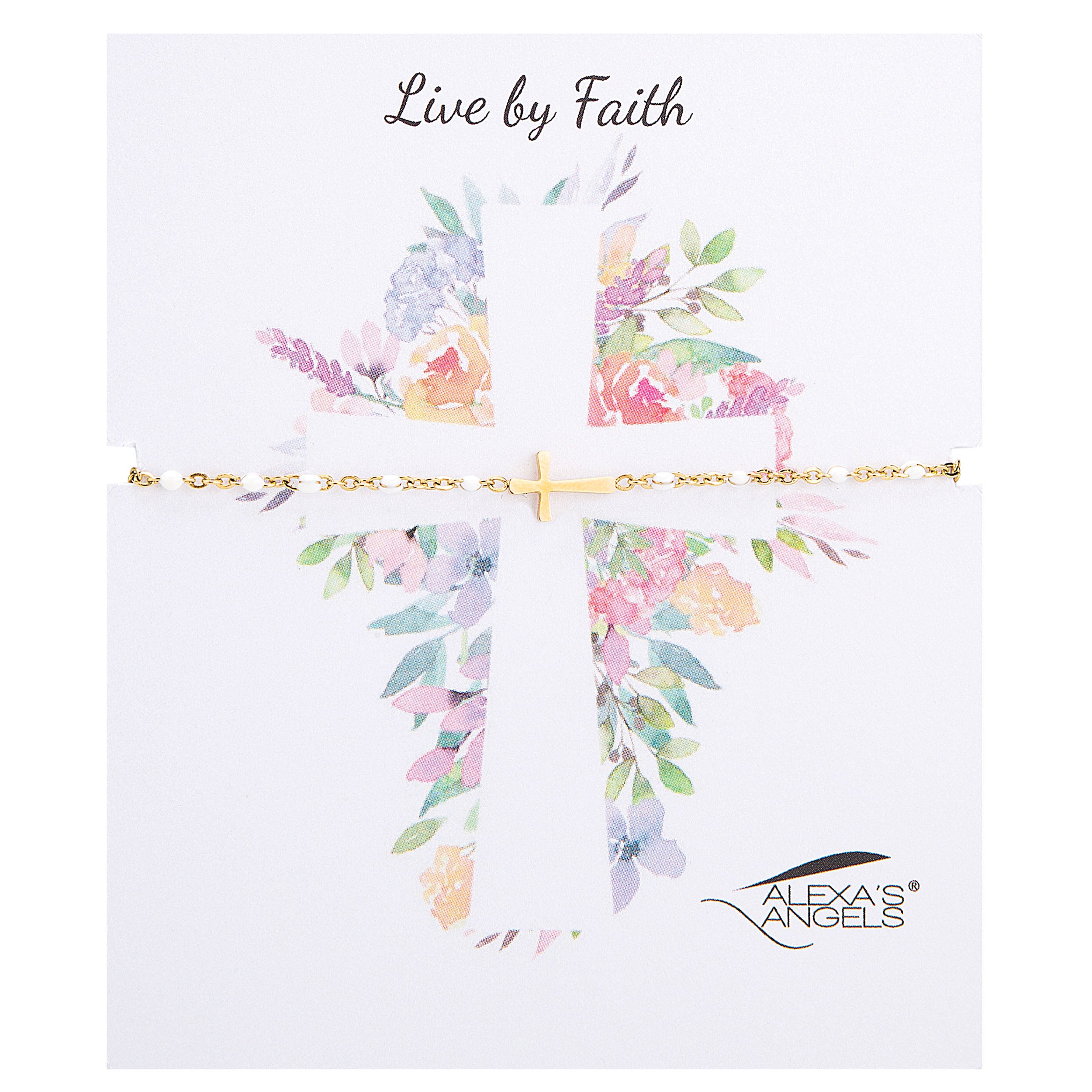 Alexa's Angels Live by Faith Cross Bracelet
