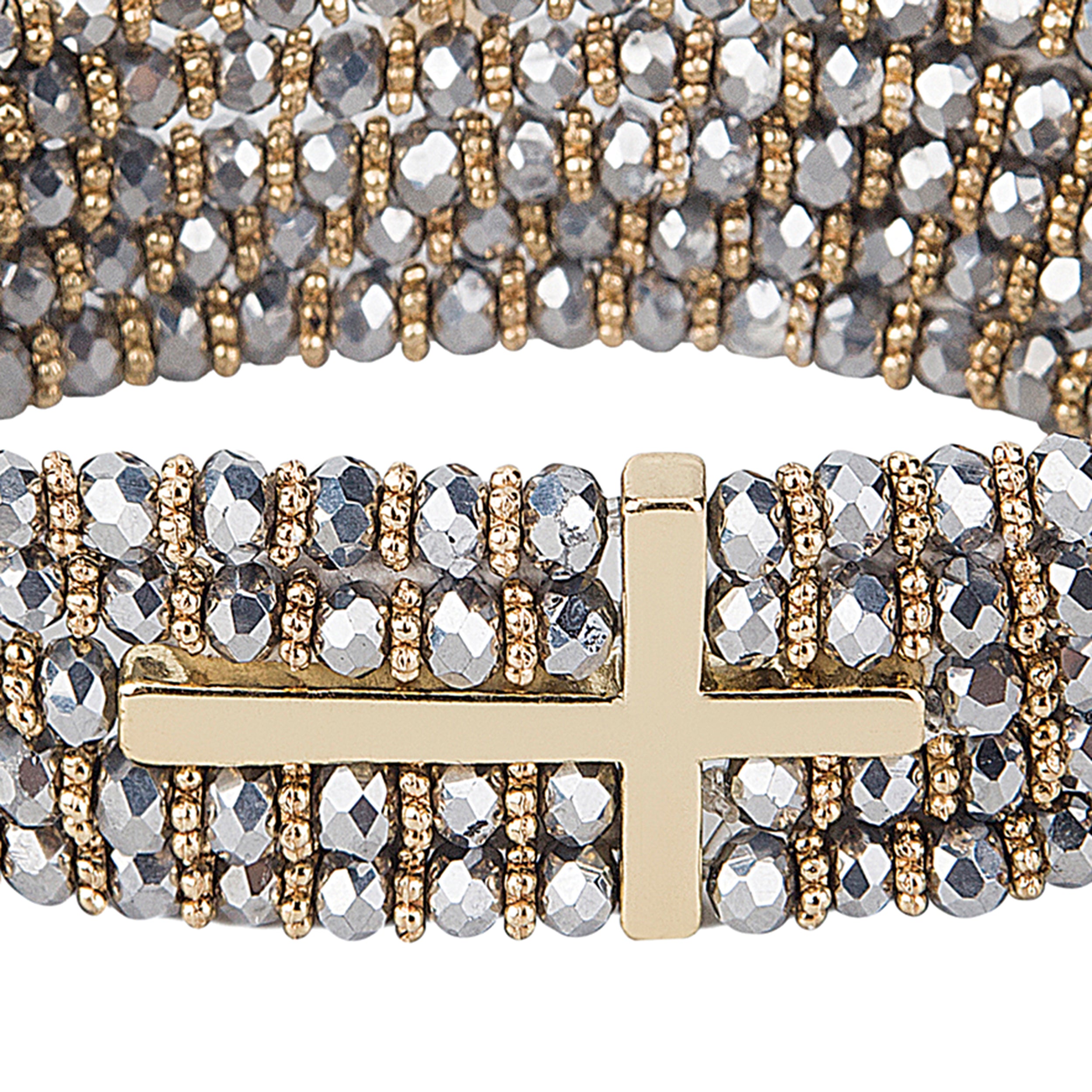 Alexa's Angels Gold Crystal Side Cross Bracelet