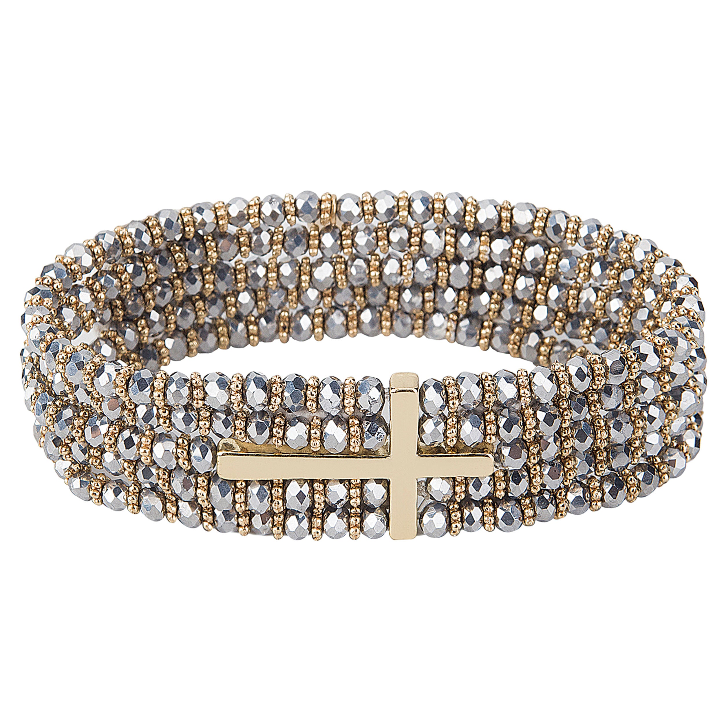 Alexa's Angels Gold Crystal Side Cross Bracelet
