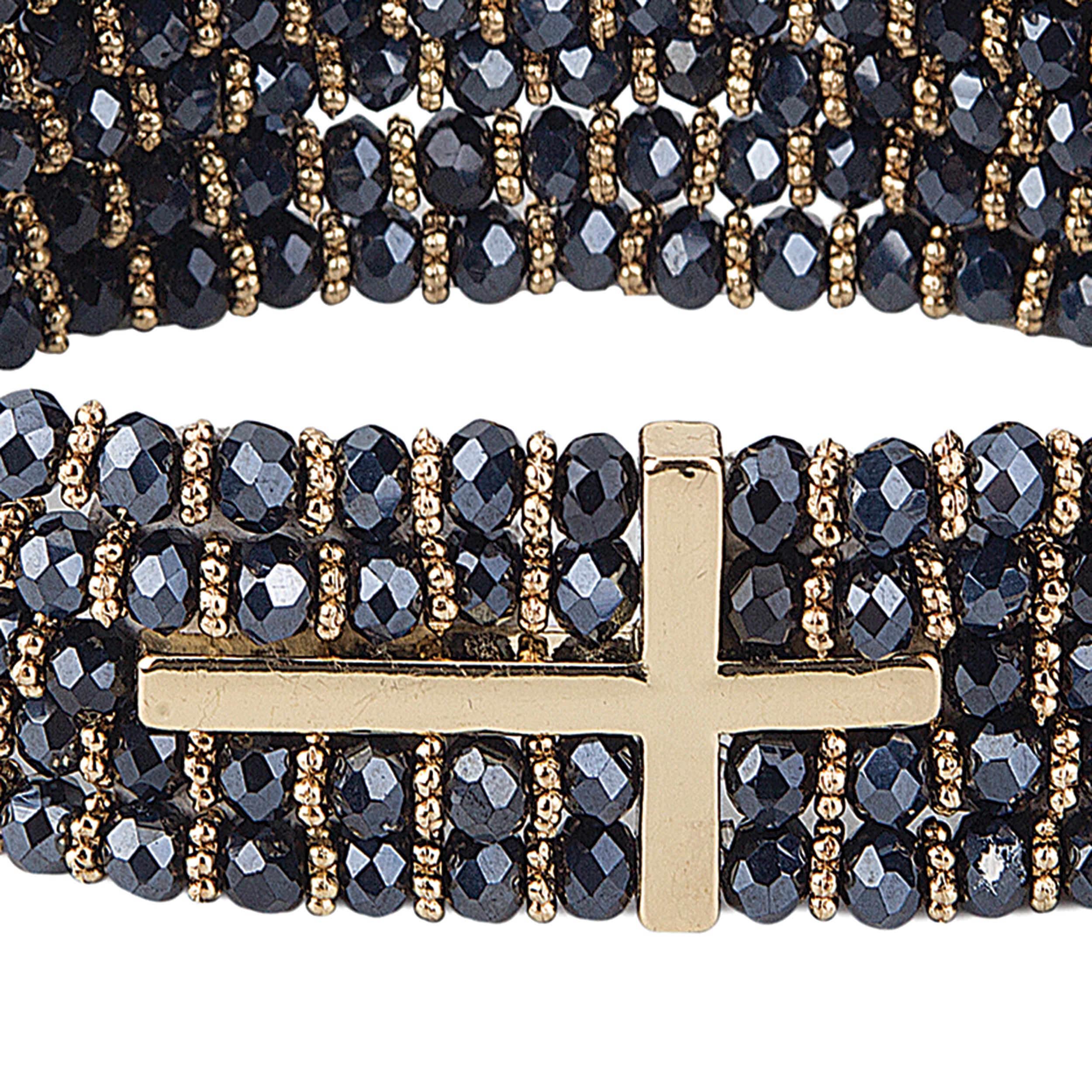 Alexa's Angels Gold Crystal Side Cross Bracelet