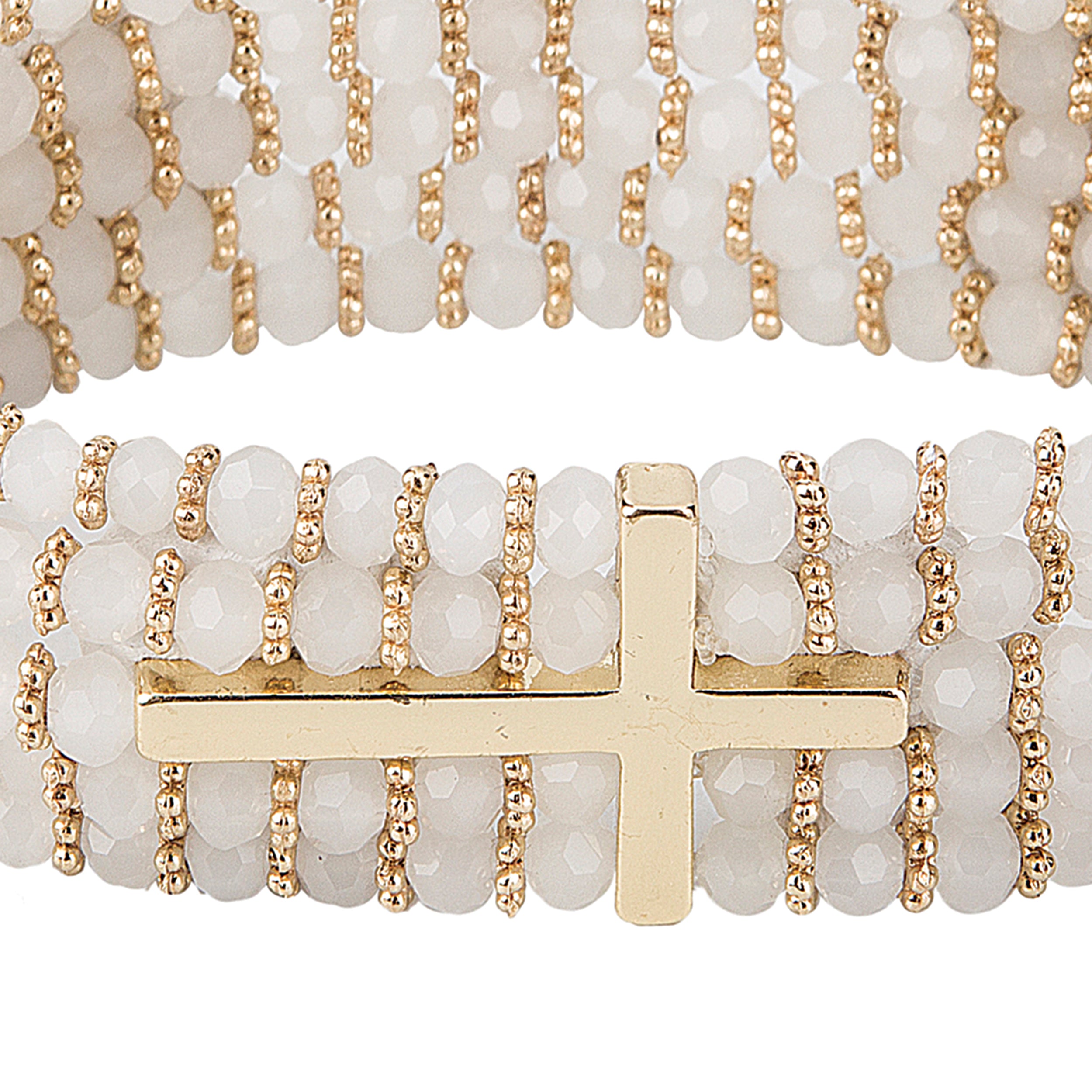 Alexa's Angels Gold Crystal Side Cross Bracelet