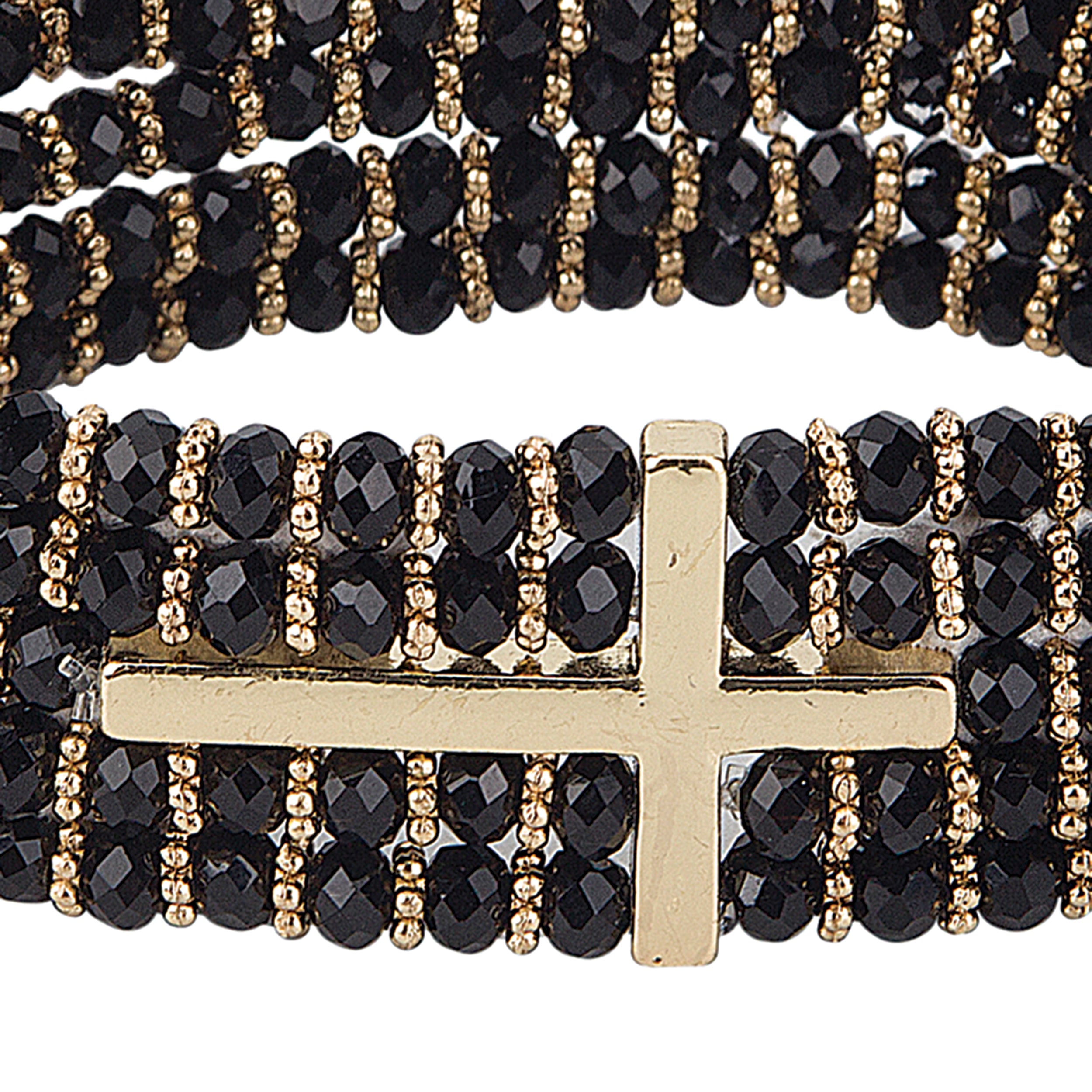 Alexa's Angels Gold Crystal Side Cross Bracelet