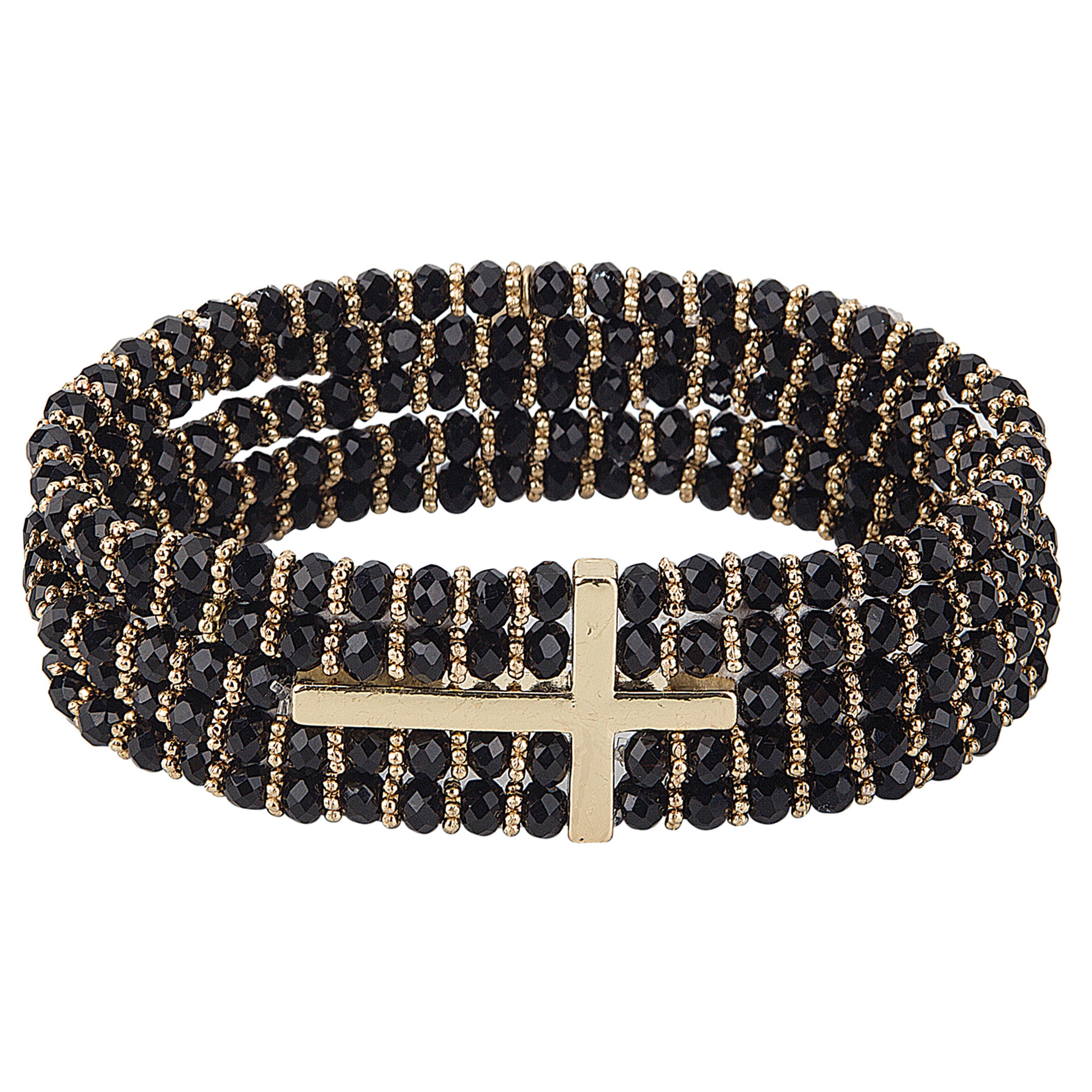 Alexa's Angels Gold Crystal Side Cross Bracelet
