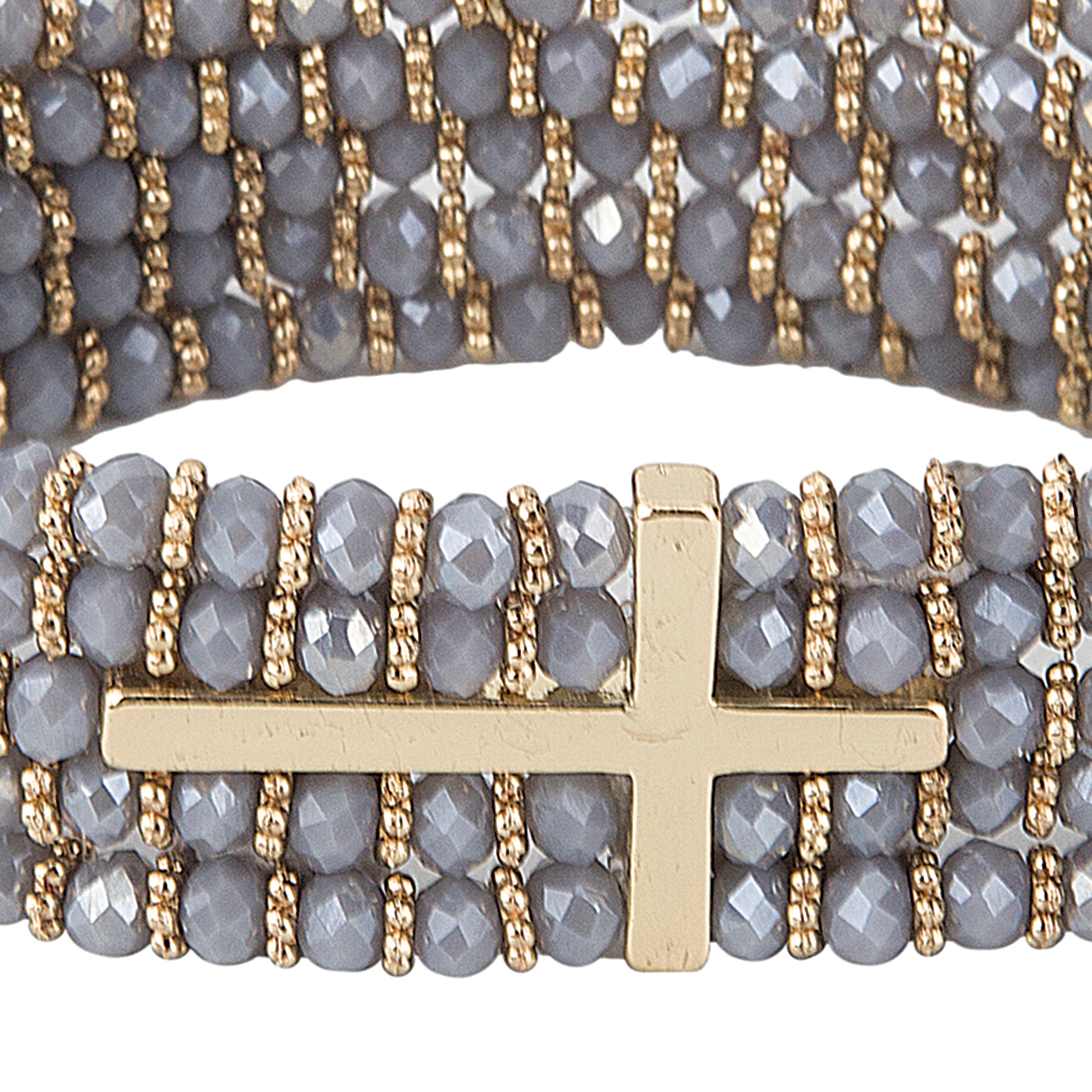 Alexa's Angels Gold Crystal Side Cross Bracelet
