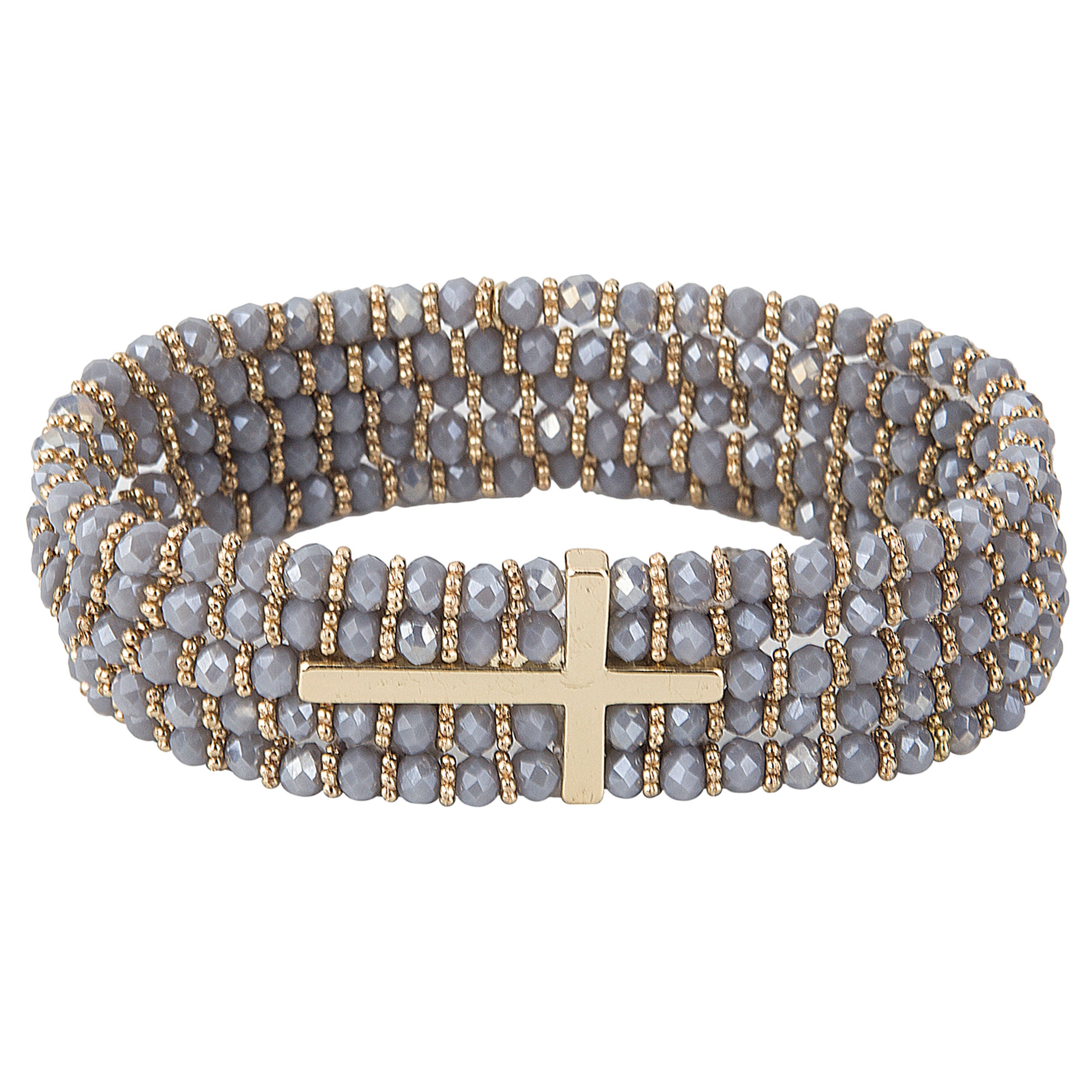 Alexa's Angels Gold Crystal Side Cross Bracelet