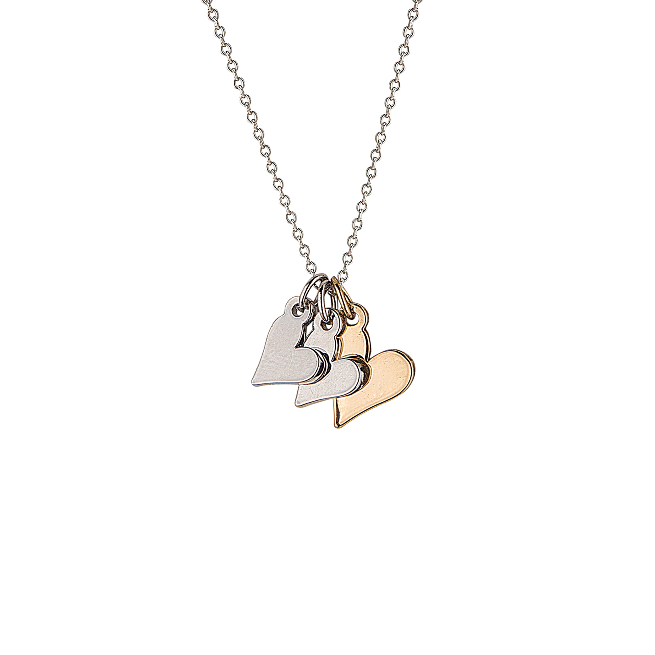 Necklace with heart-shaped pendants on a white background