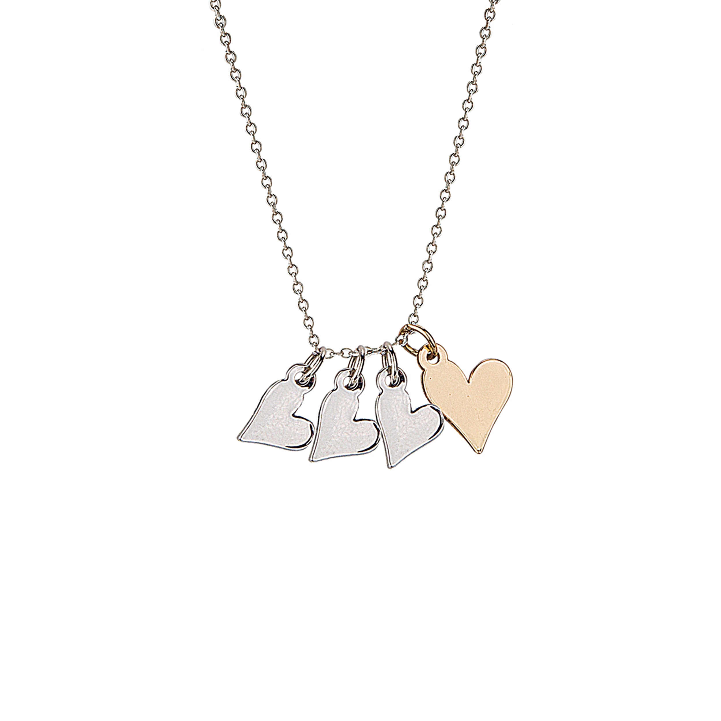 Necklace with heart-shaped pendants on a white background