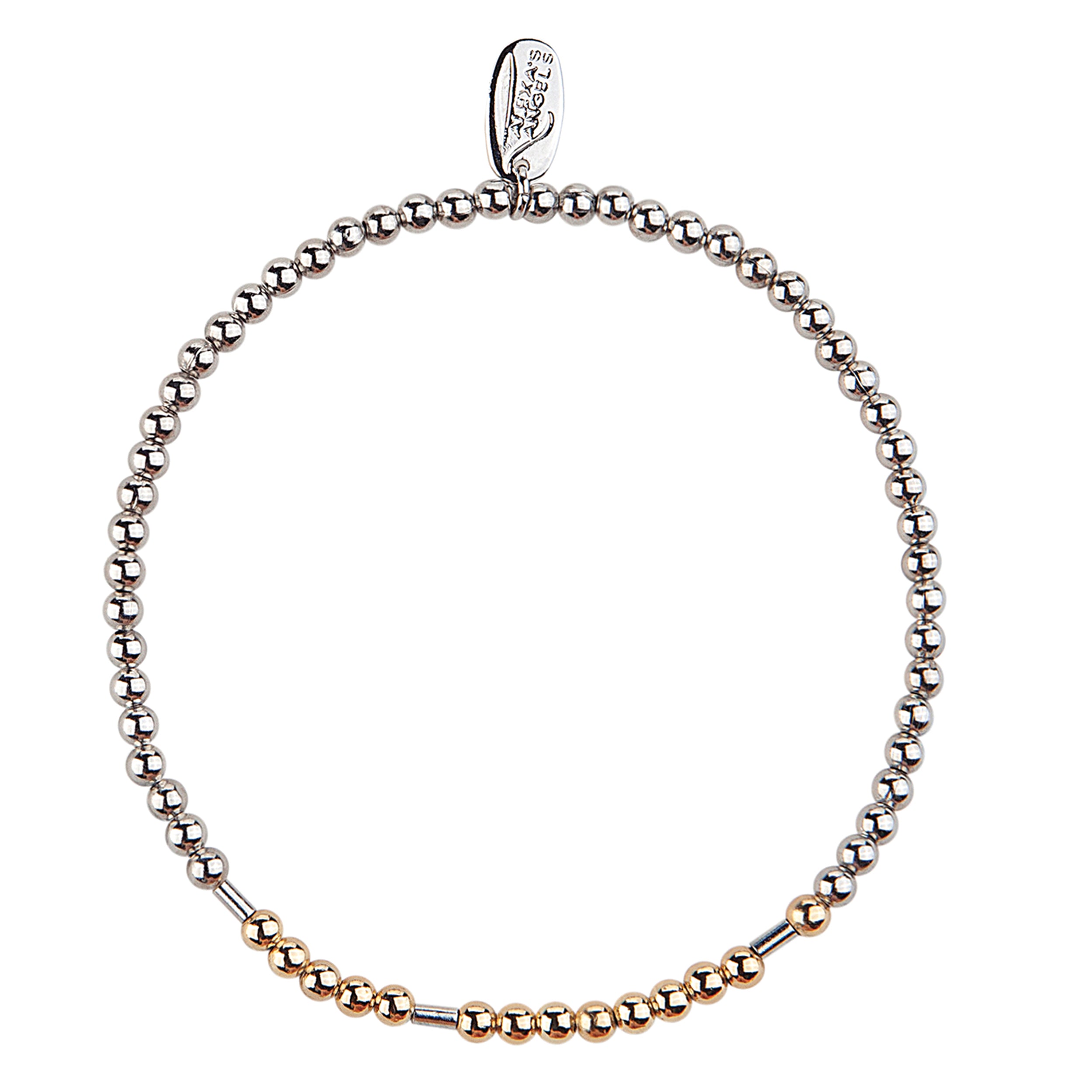 Bracelet with multicolored beads on a white background