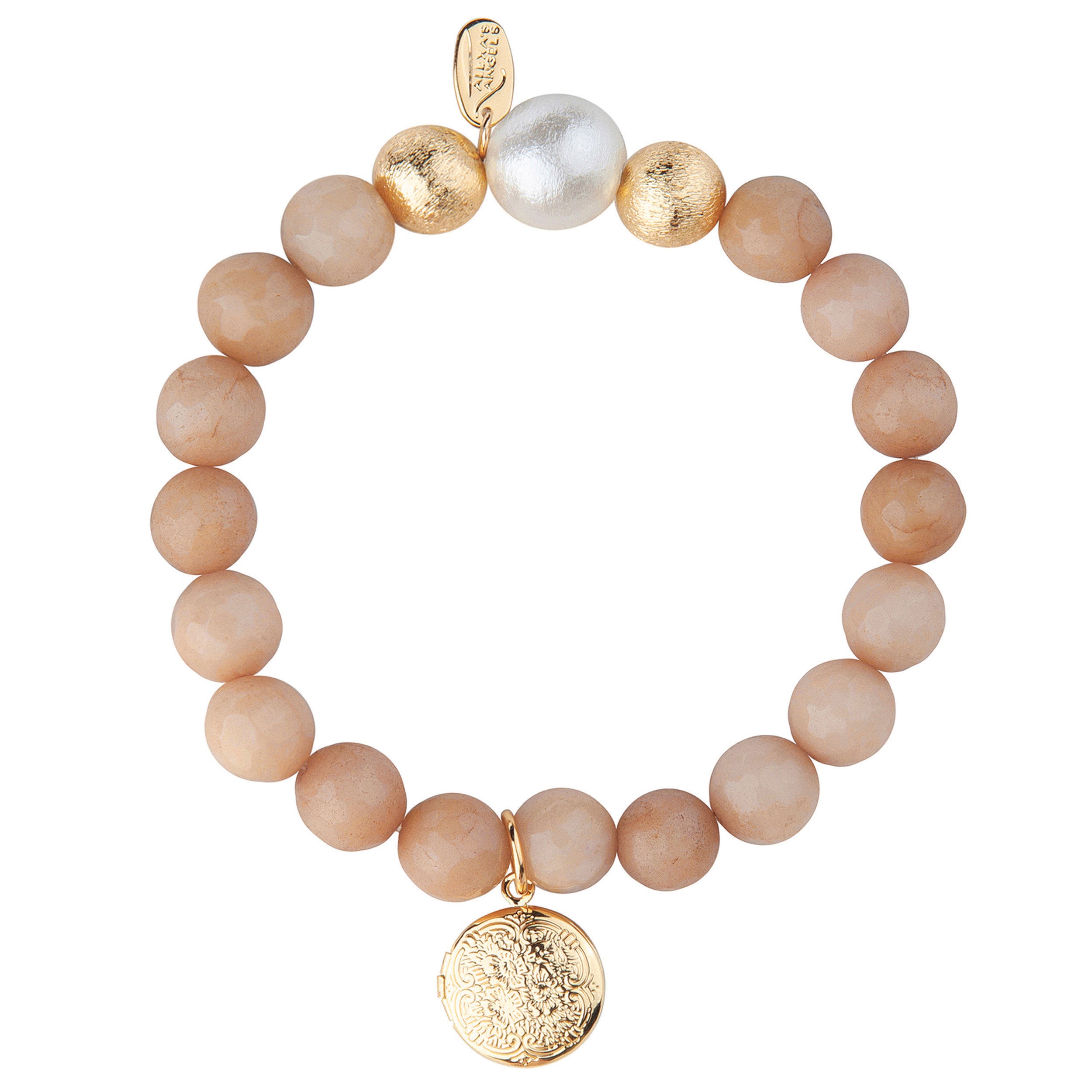 Alexa's Angels Cotton Pearl Prayer Box Bracelet – Natural Stone & Metal Beads