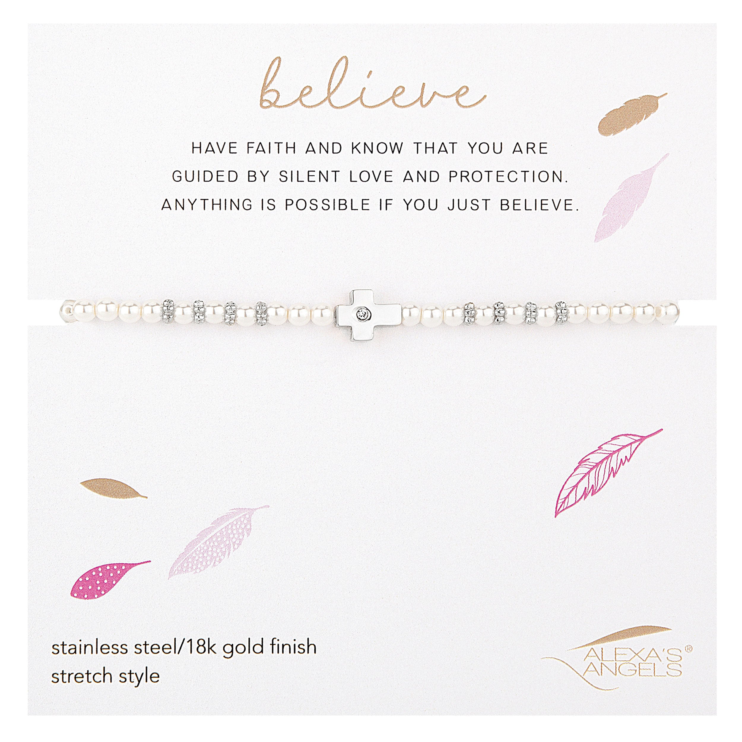Alexa's Angels "Believe" Child's Cross Bracelet
