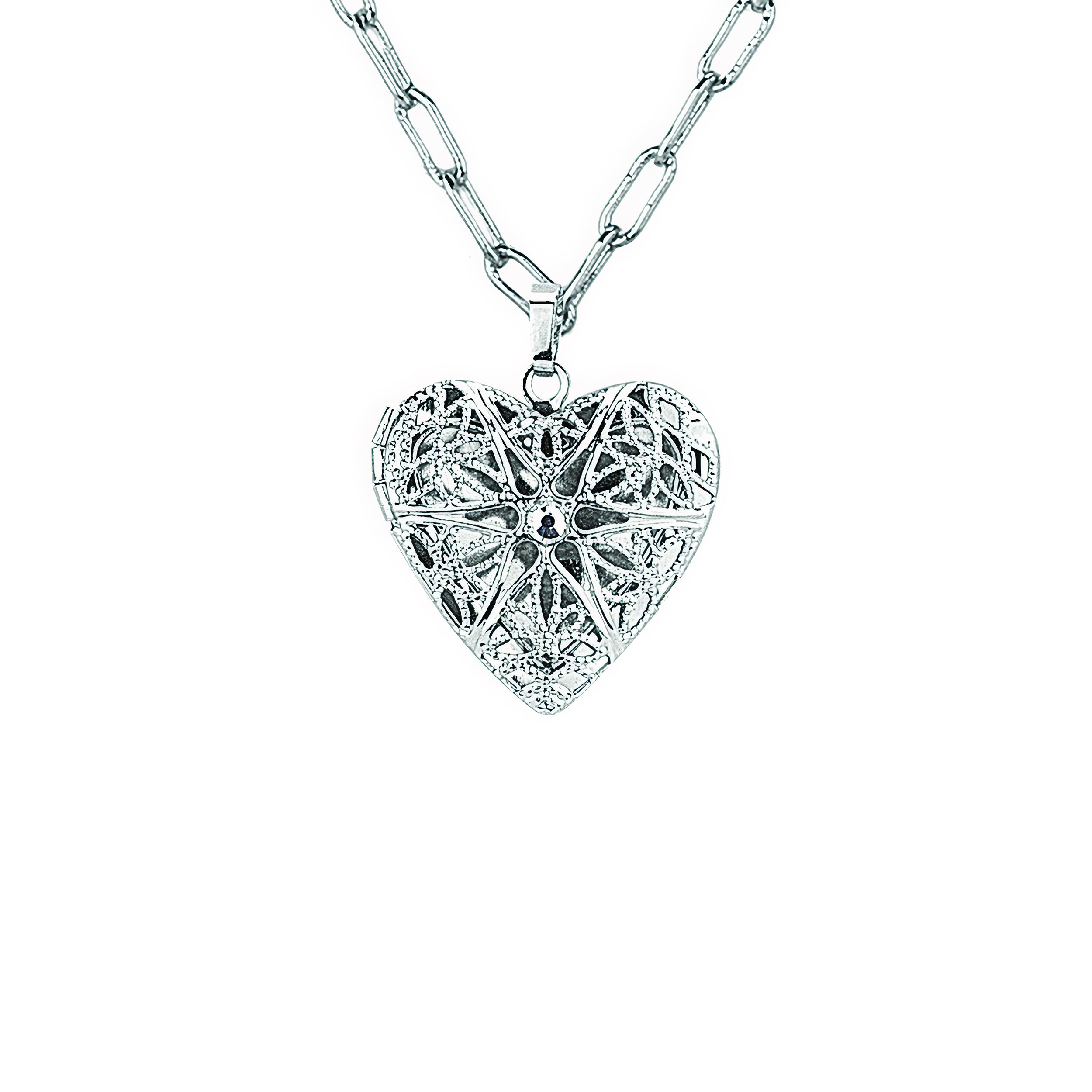 Alexa's Angels Heart Crystal Prayer Box Locket Necklace