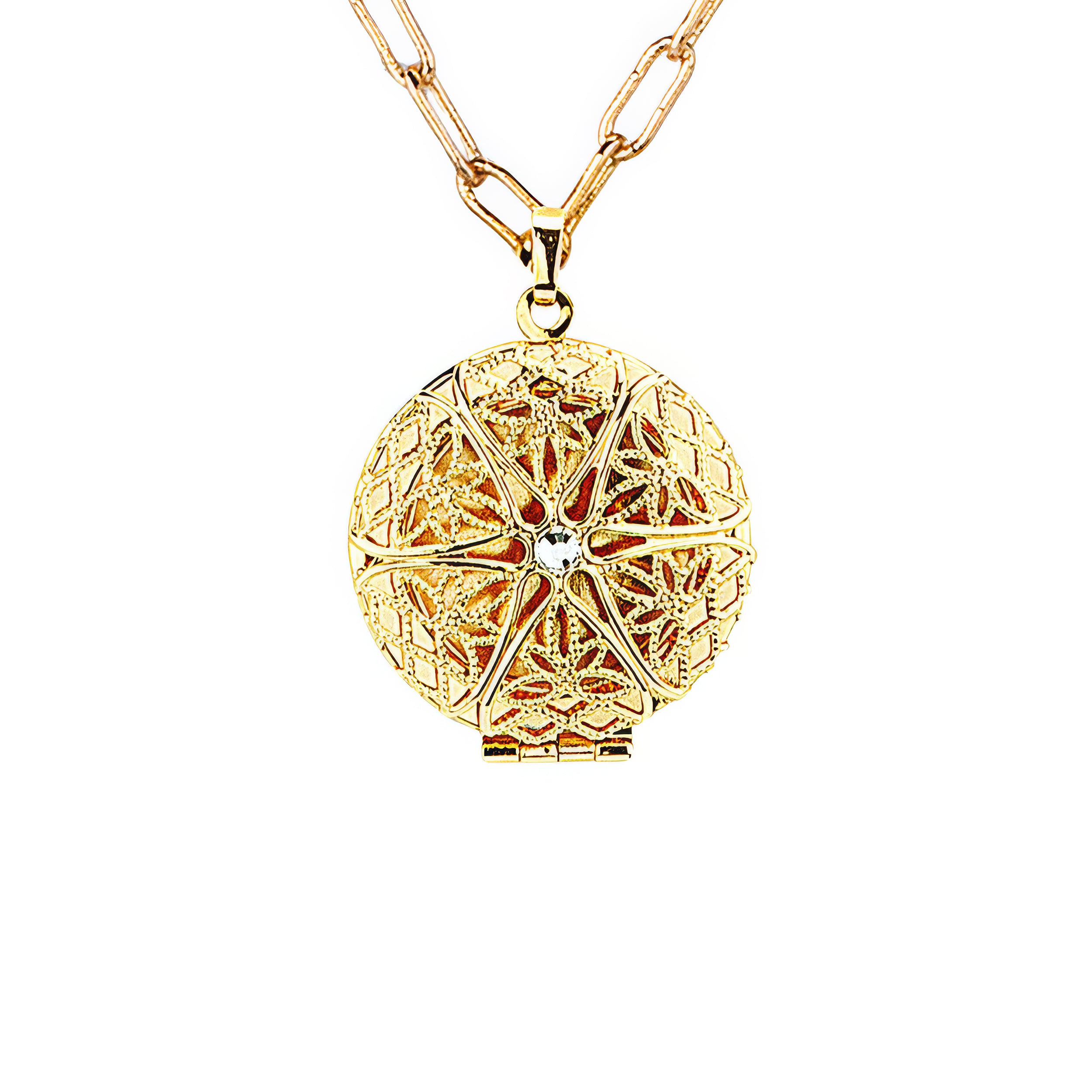 Alexa's Angels Round Crystal Prayer Box Necklace