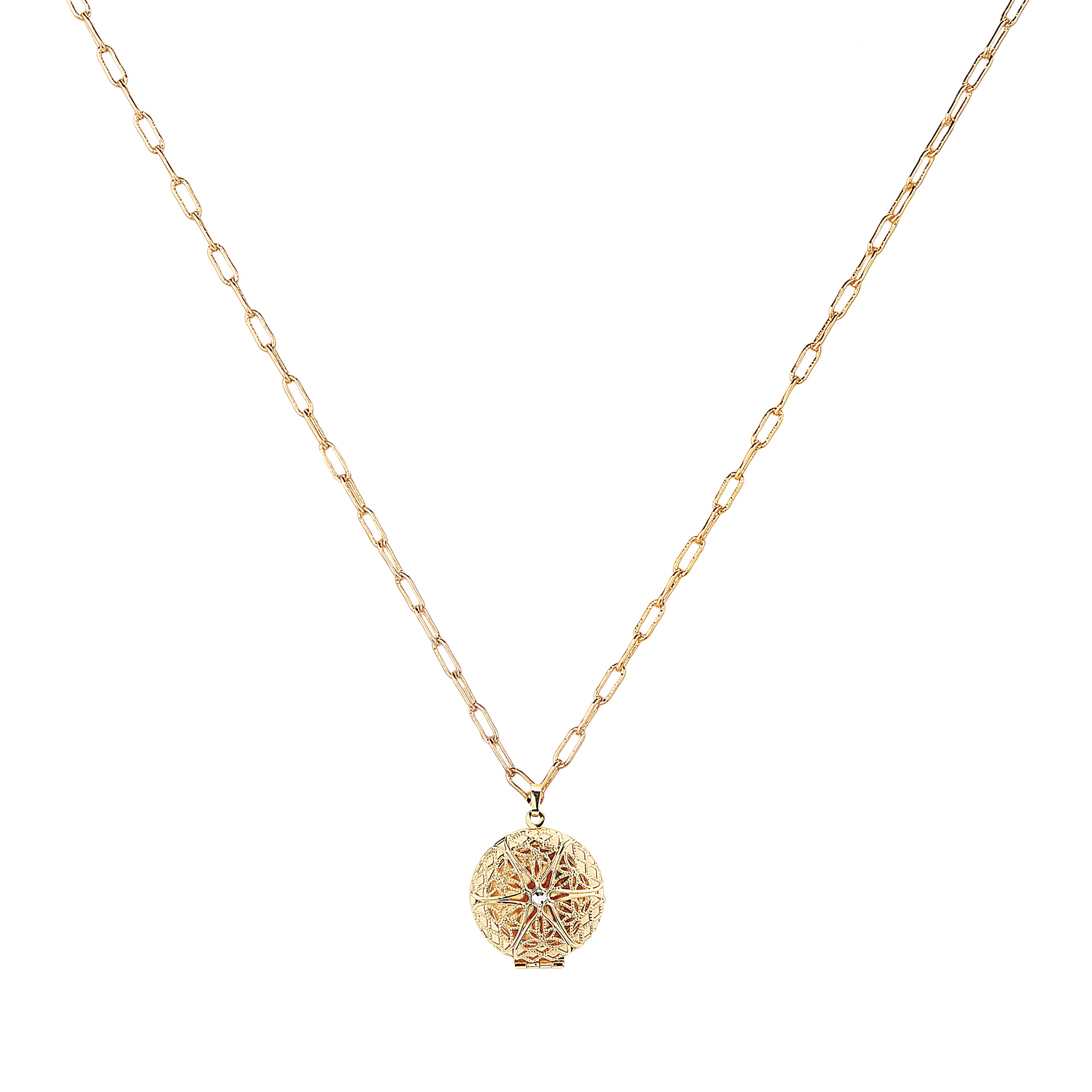 Alexa's Angels Round Crystal Prayer Box Necklace