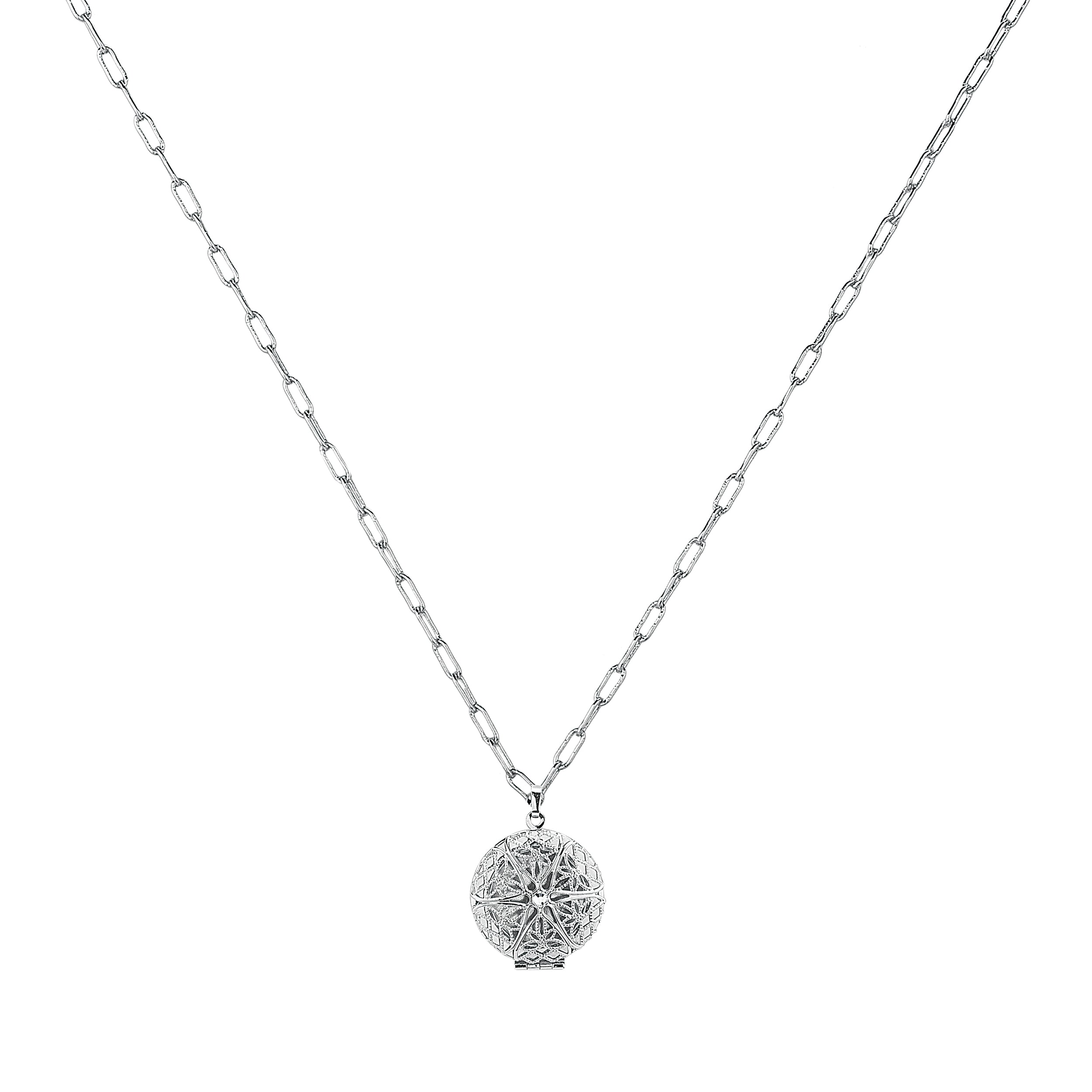 Alexa's Angels Round Crystal Prayer Box Necklace