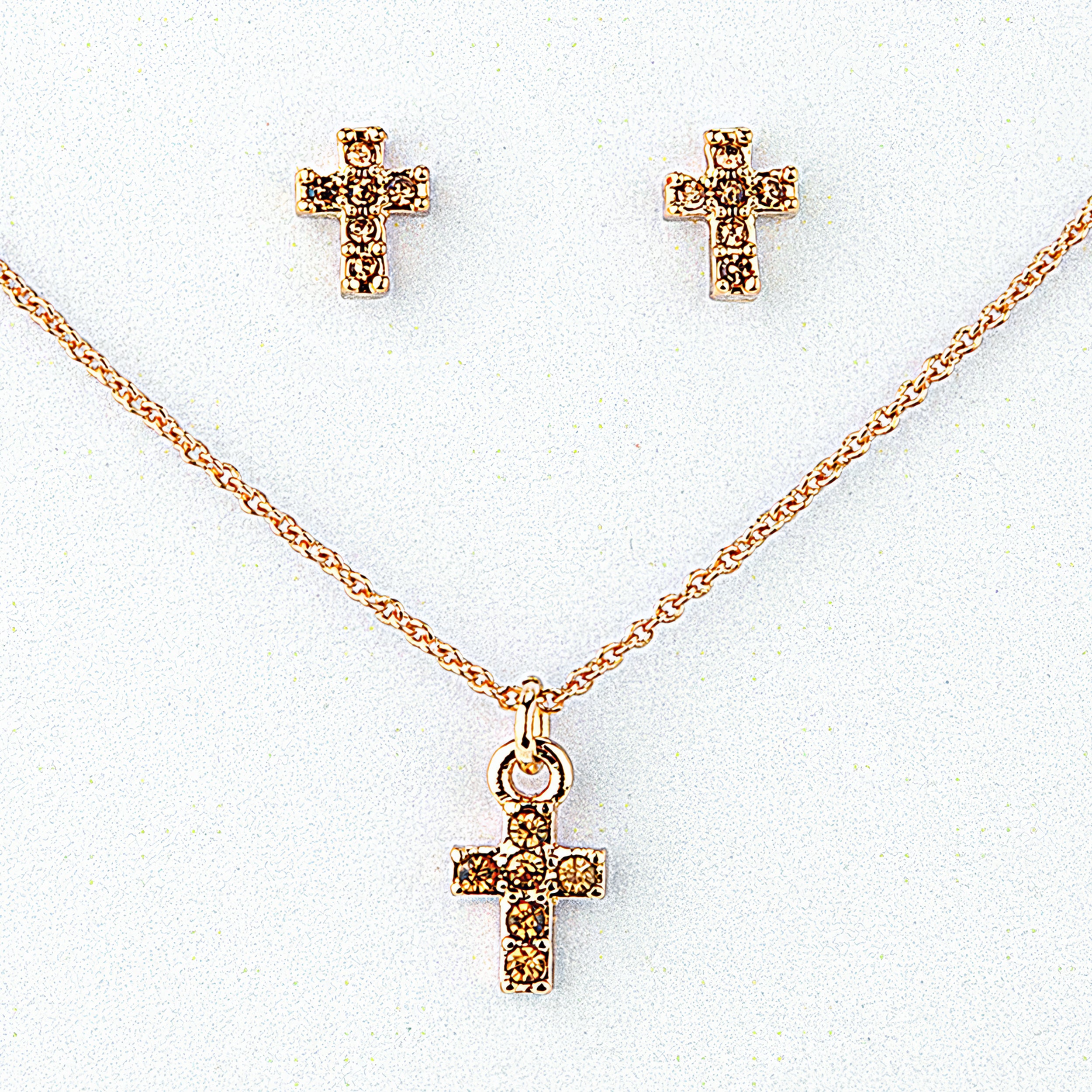 Alexa's Angels Birthstone Cross Children's Necklace & Earring Set