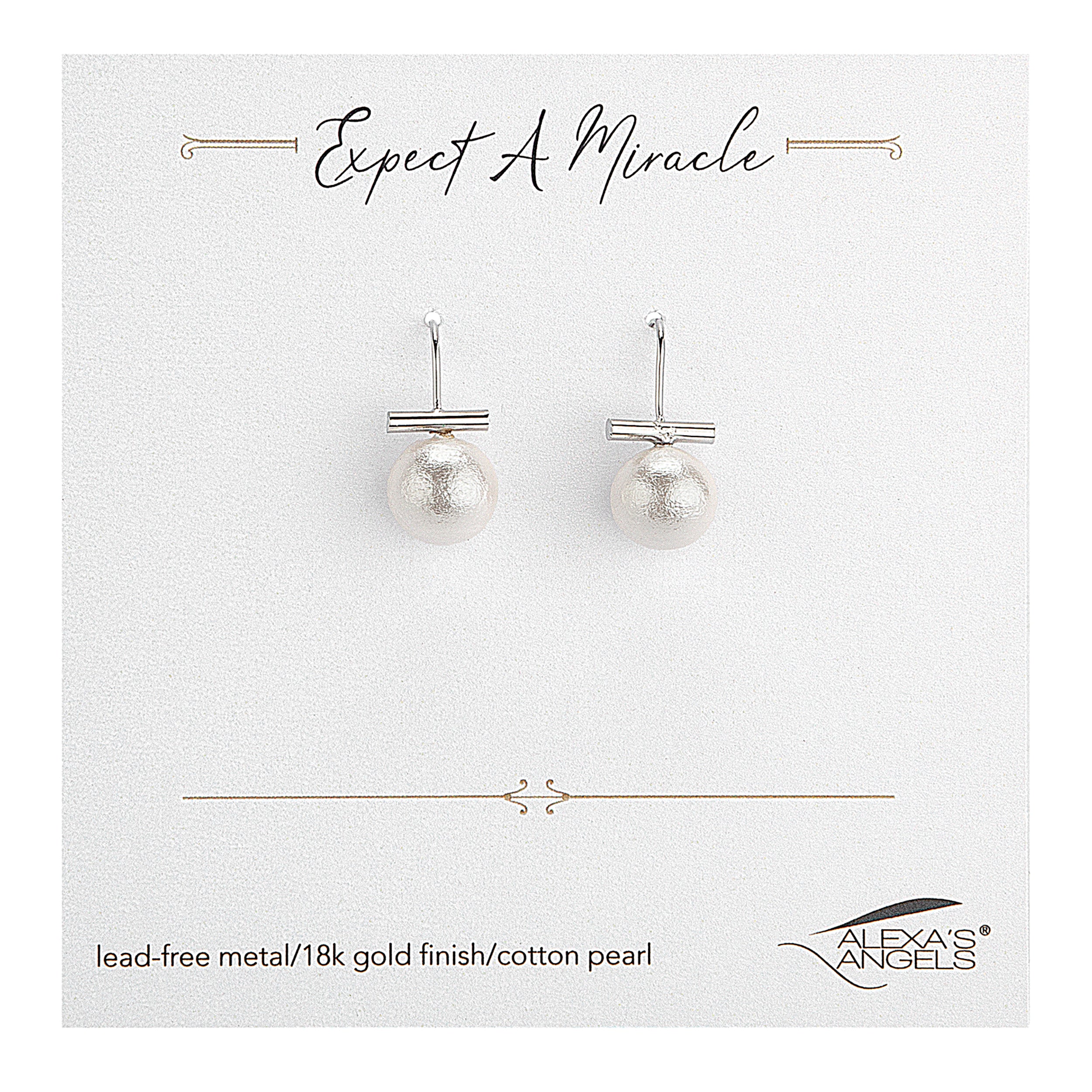 Alexa's Angels Expect a Miracle Cotton Pearl Earrings