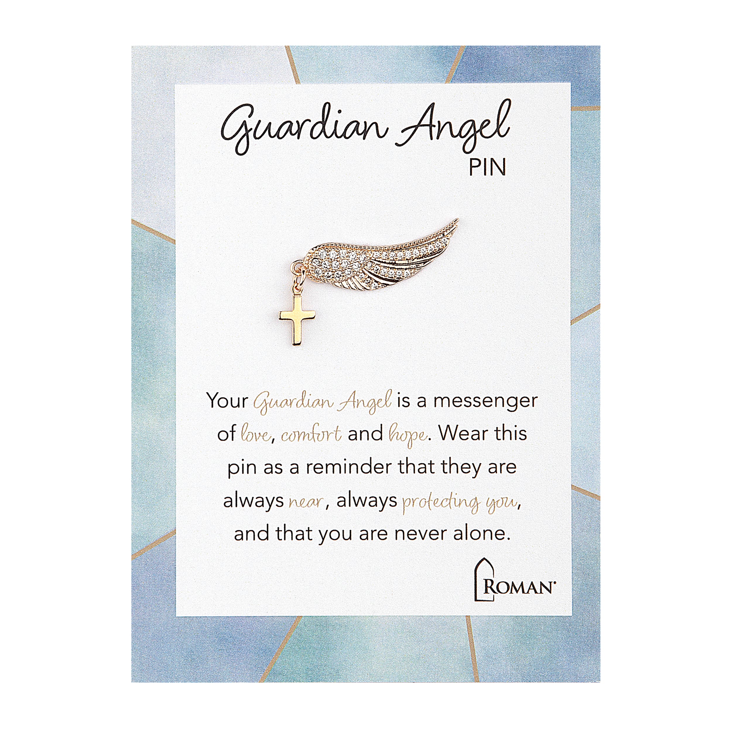 Guardian Angel Wing Pin with Cross Charm