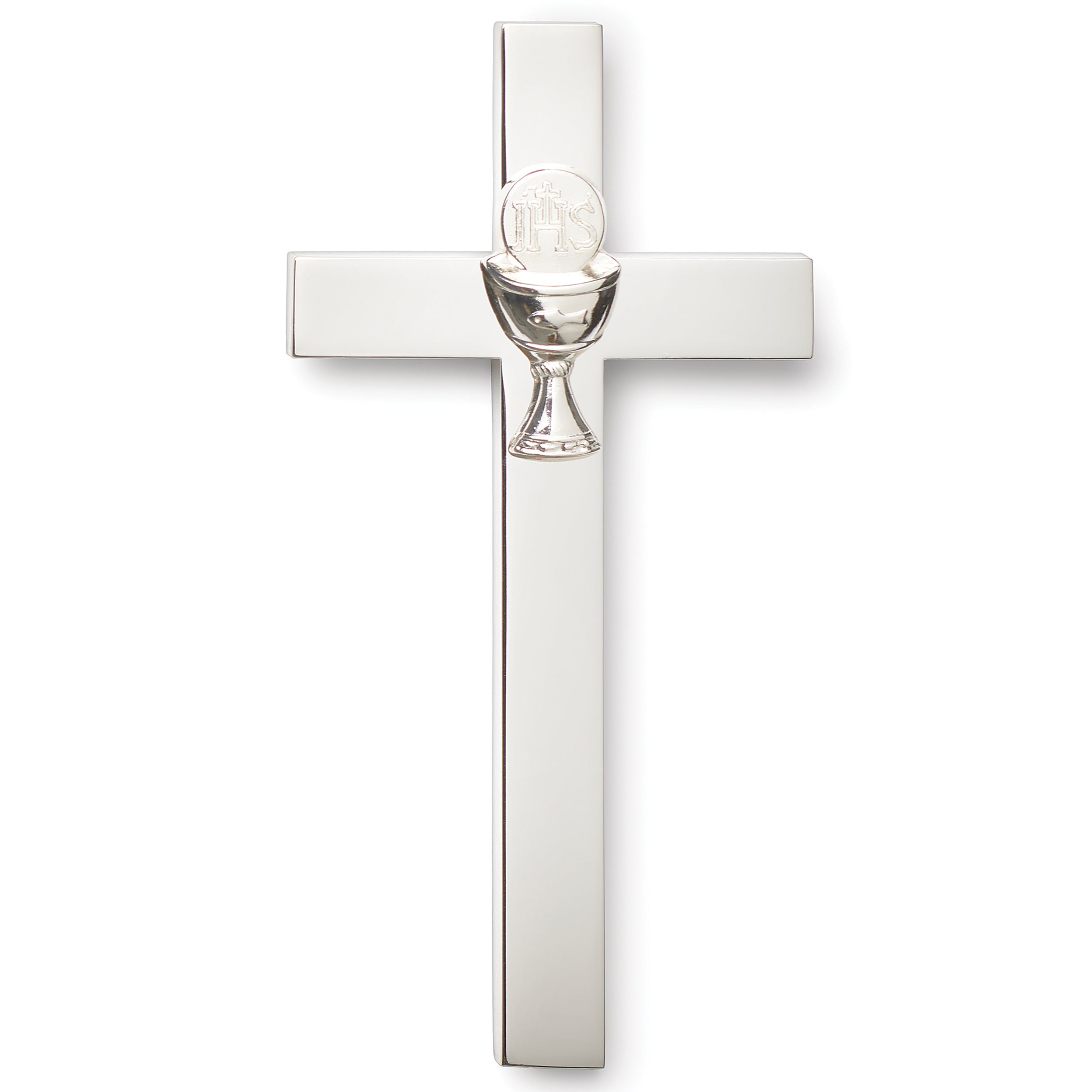 Caroline Collection Shining Silver Chalice First Communion Wall Cross