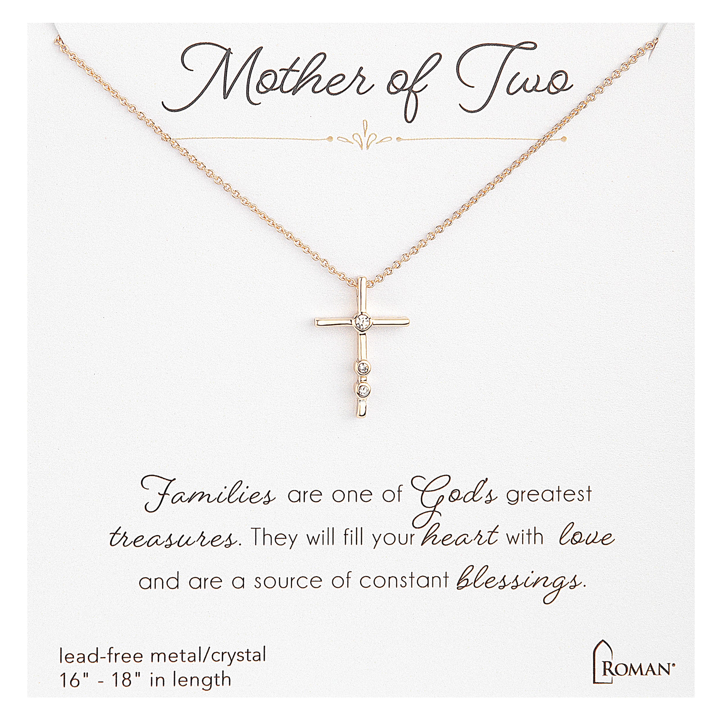 Mother's Gold Cross Pendent Necklace by Number of Children