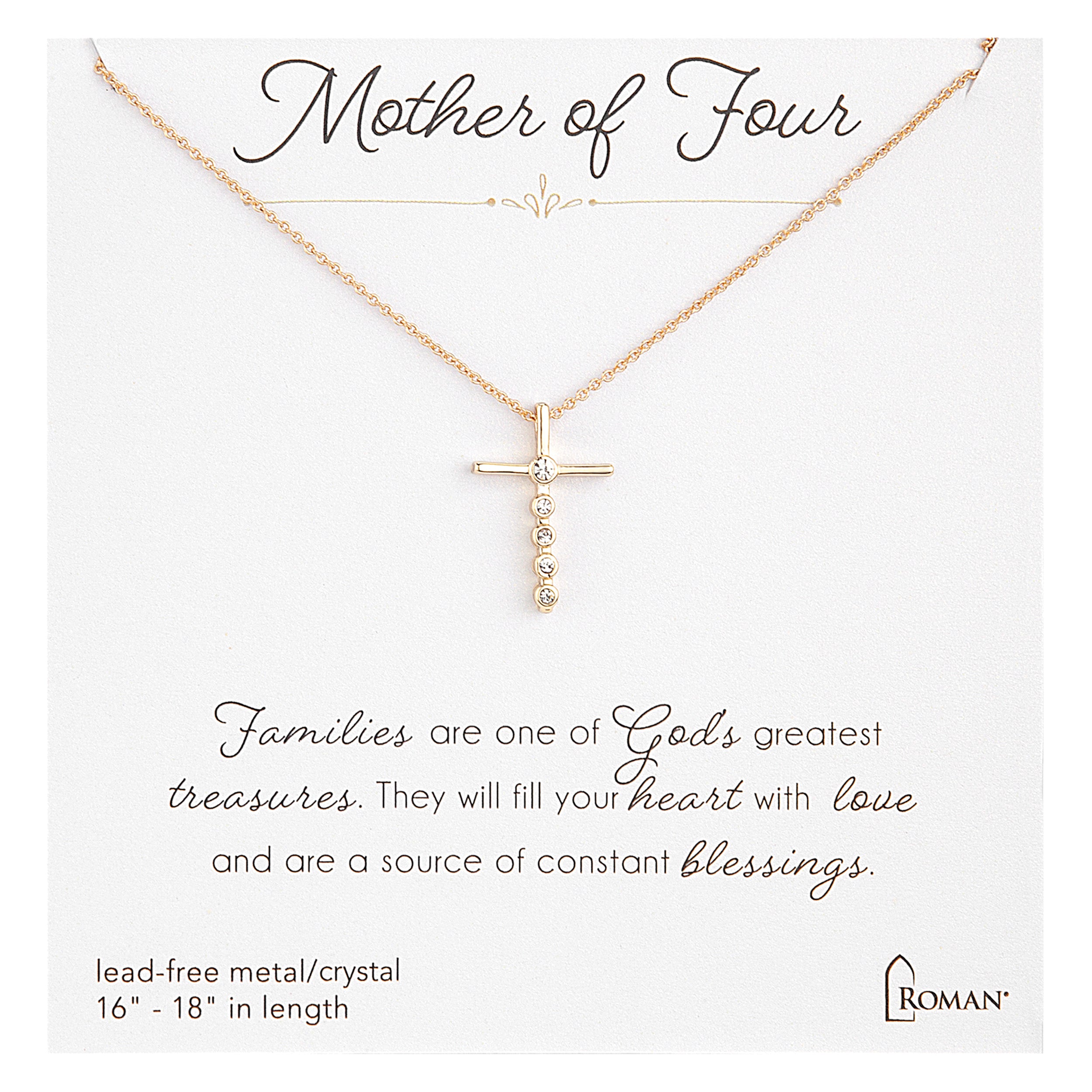 Mother's Gold Cross Pendent Necklace by Number of Children
