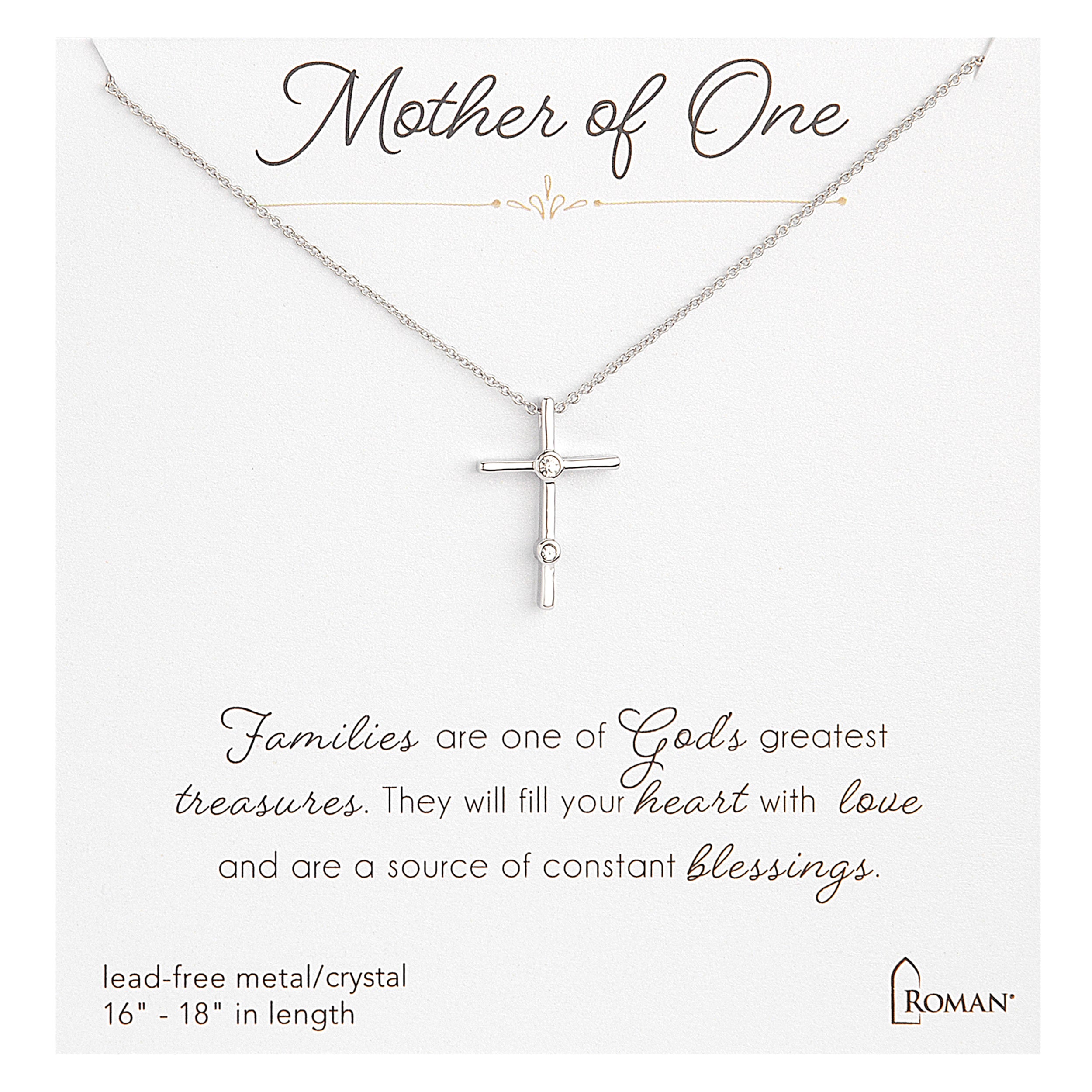 Mother's Silver Cross Pendent Necklace by Number of Children