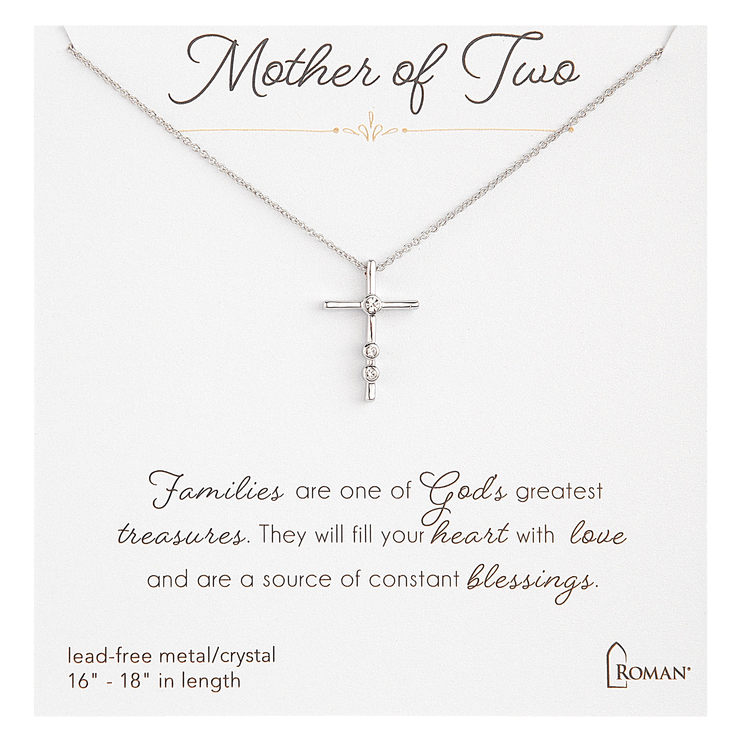 Mother's Silver Cross Pendent Necklace by Number of Children