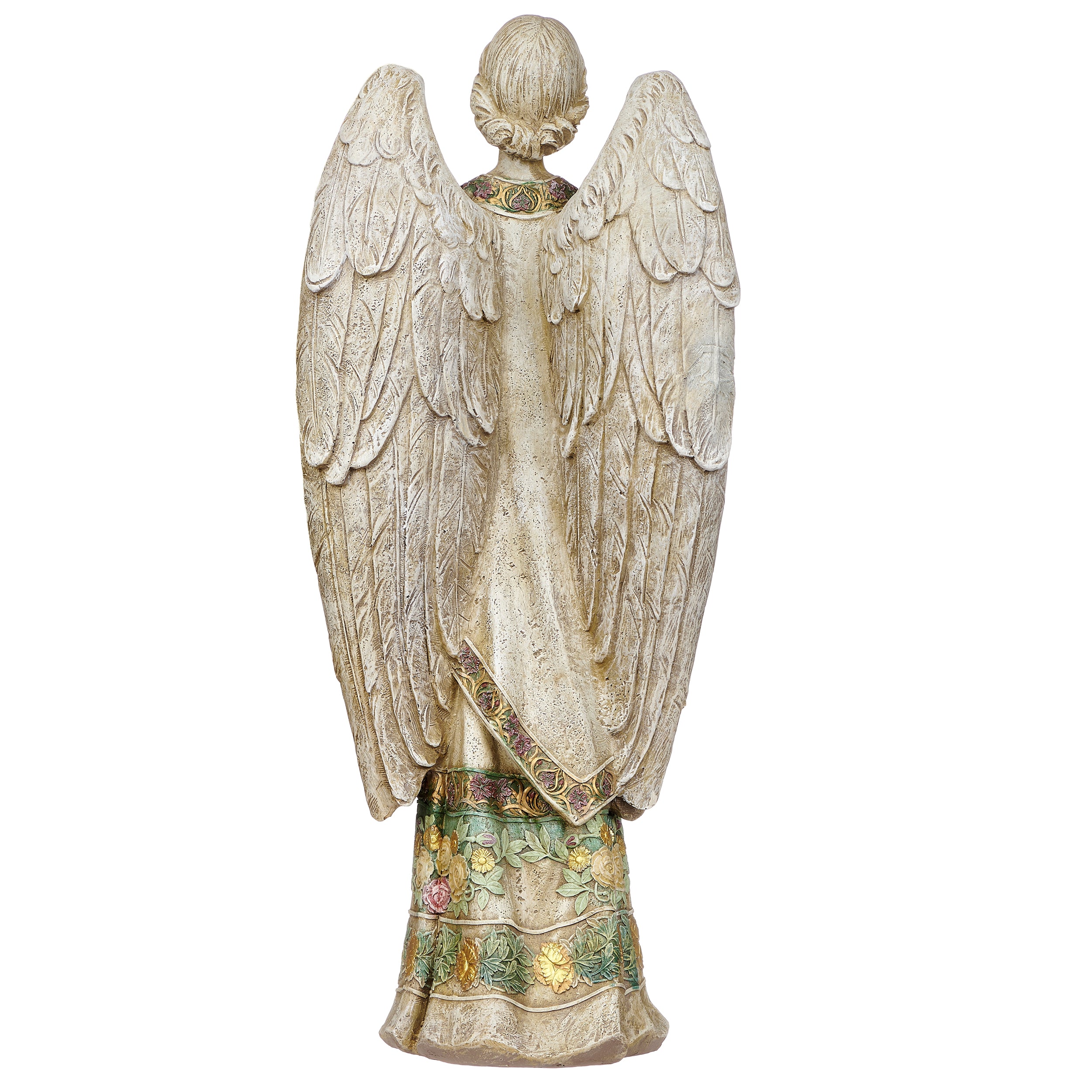 Joseph's Studio Praying Angel in Rose-Patterned Gown Garden Statue