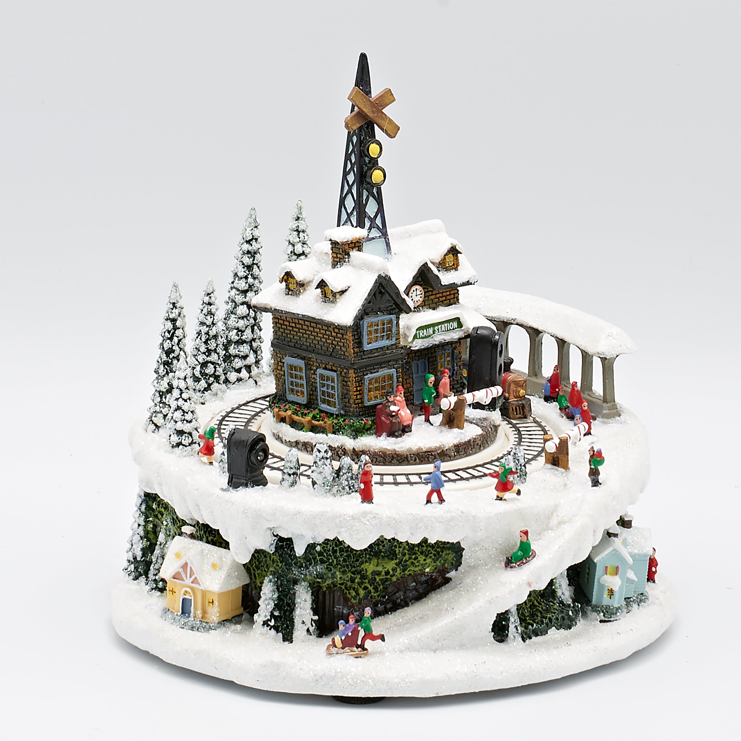 Amusements Lighted Musical Train Station with Rotating Train