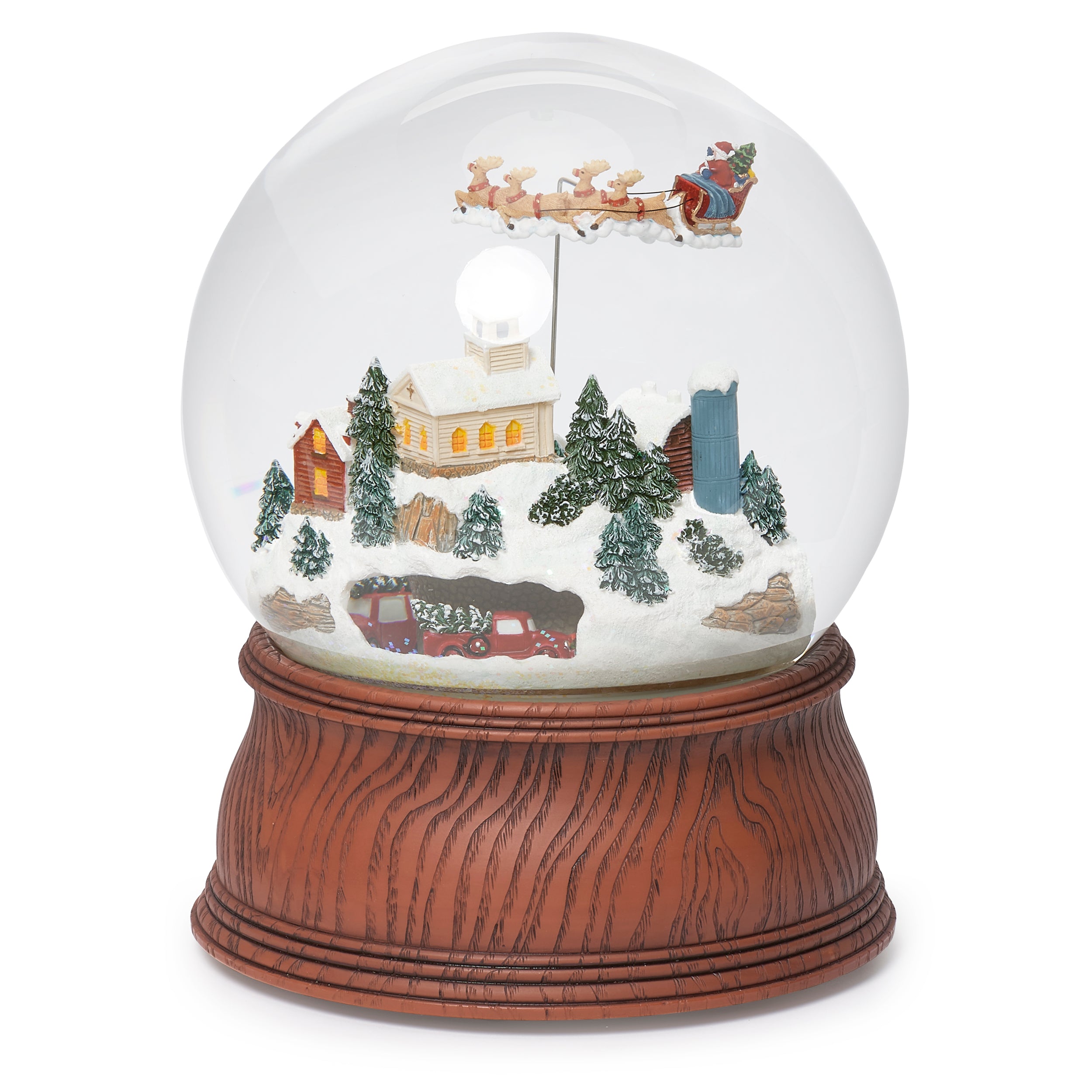 Glitterdome Musical Santa with Rotating Sleigh- "Santa Claus is Coming to Town" Tune