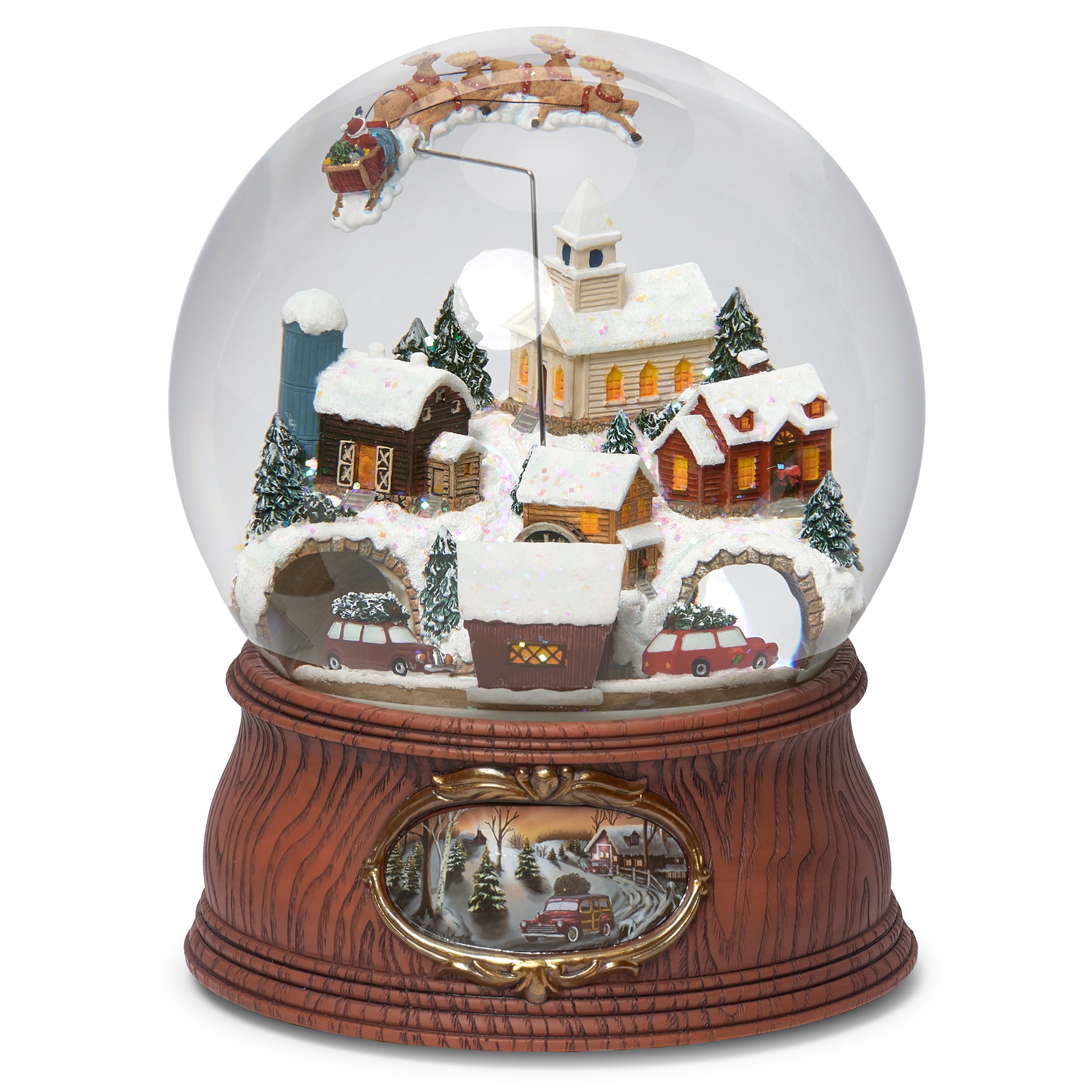Glitterdome Musical Santa with Rotating Sleigh- "Santa Claus is Coming to Town" Tune