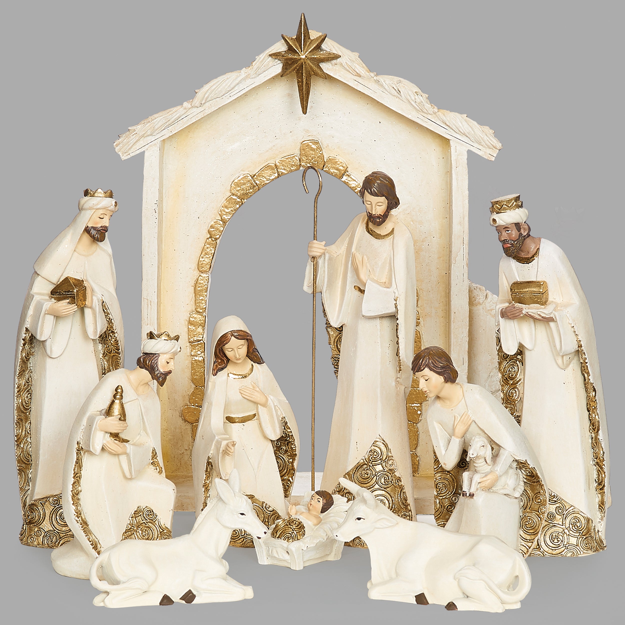 Elegant Ivory & Gold Nativity