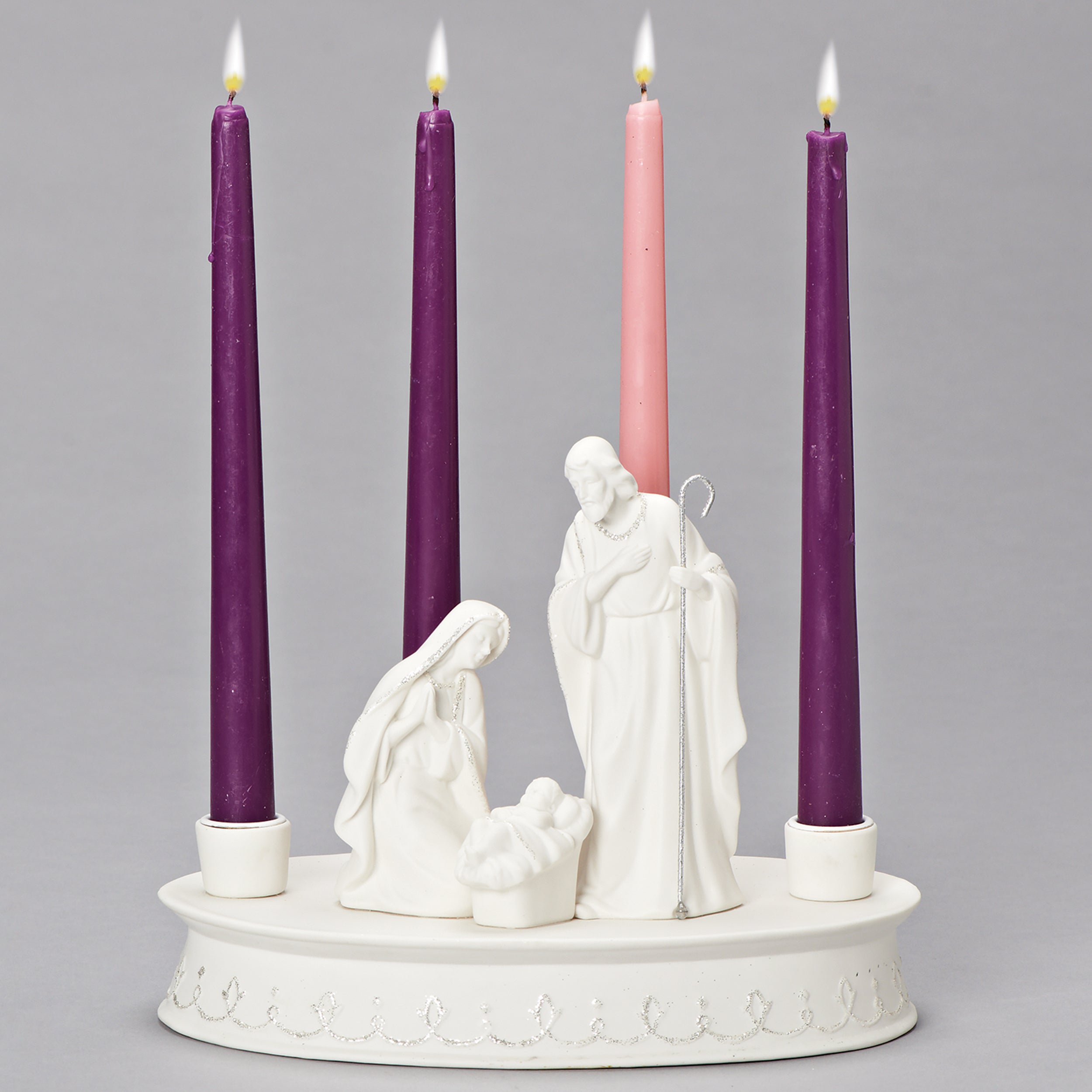 Porcelain Holy Family Advent Candle Holder
