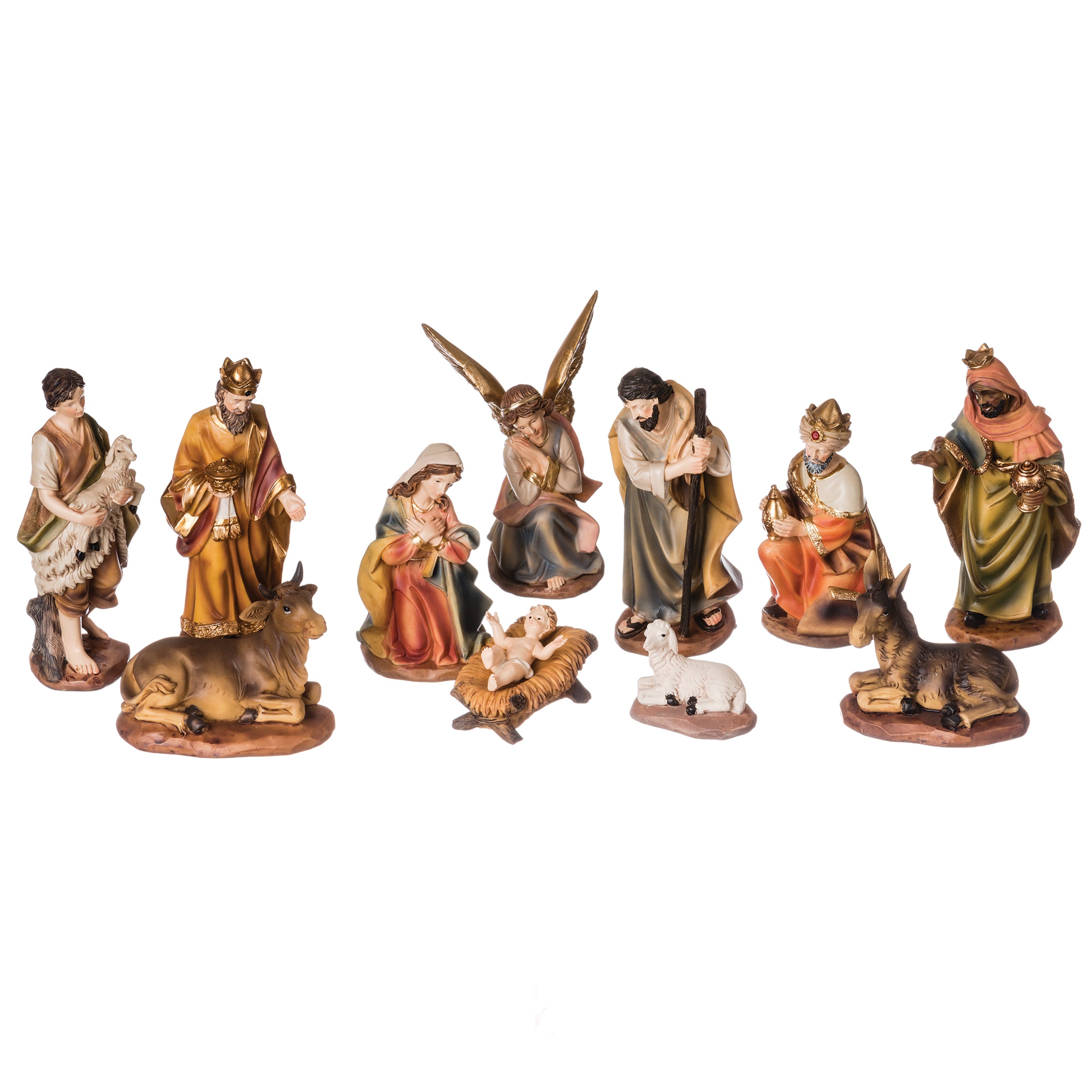 Vintage Color-Washed 11-PC Nativity Set