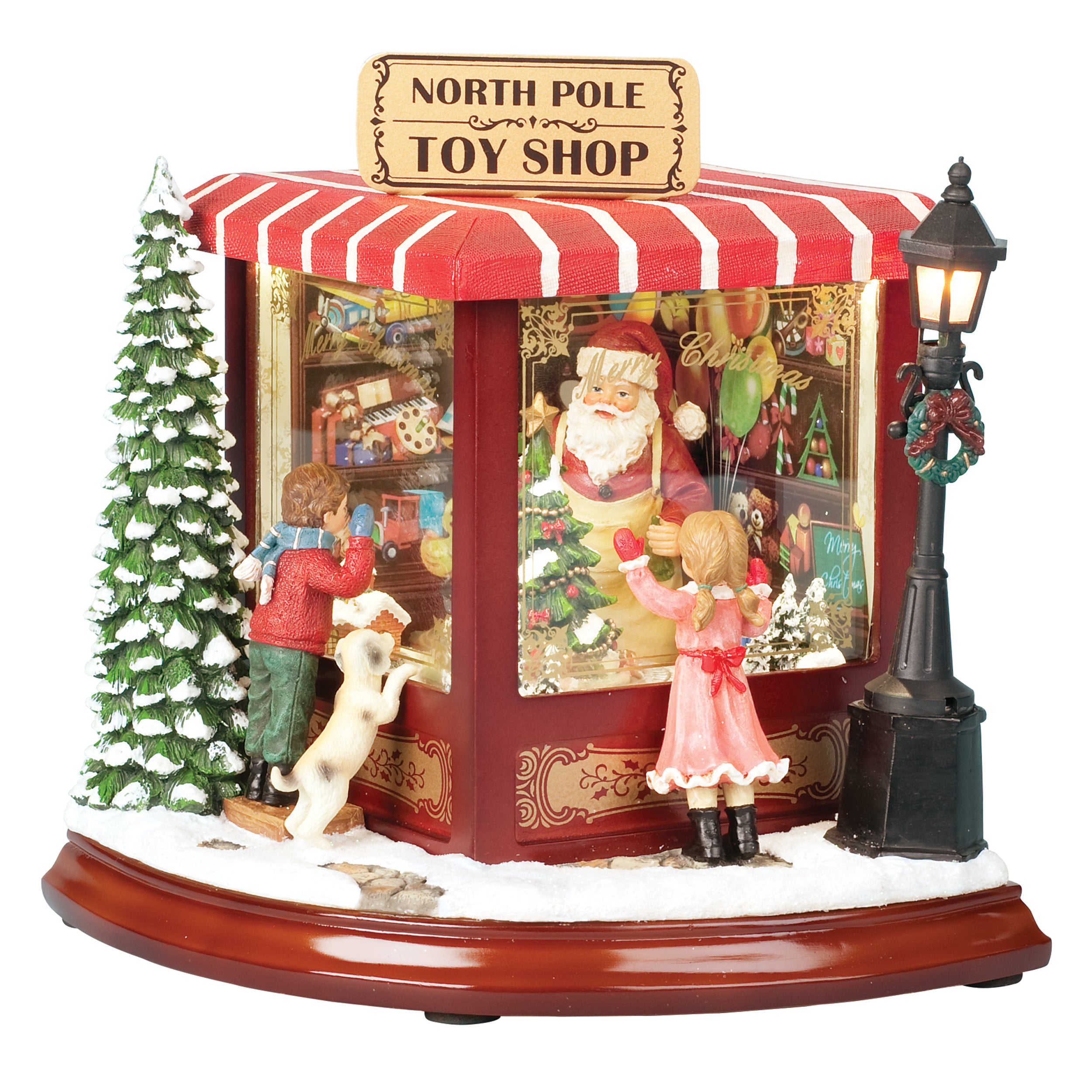Amusements Musical Village North Pole Toy Shop Lighted with Rotating Train - 8" H