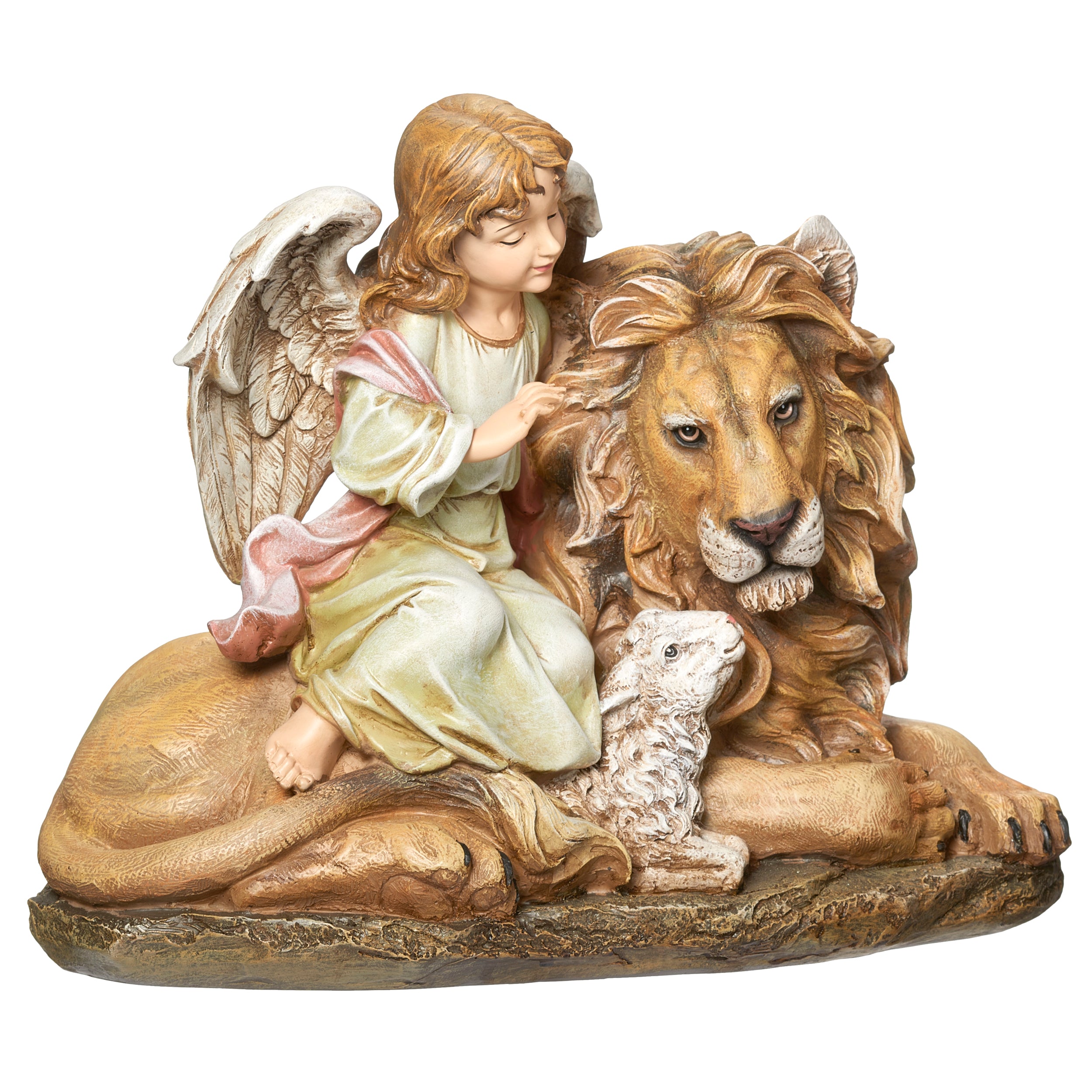 Joseph's Studio Lion & Lamb with Angel Figure - Renaissance Collection