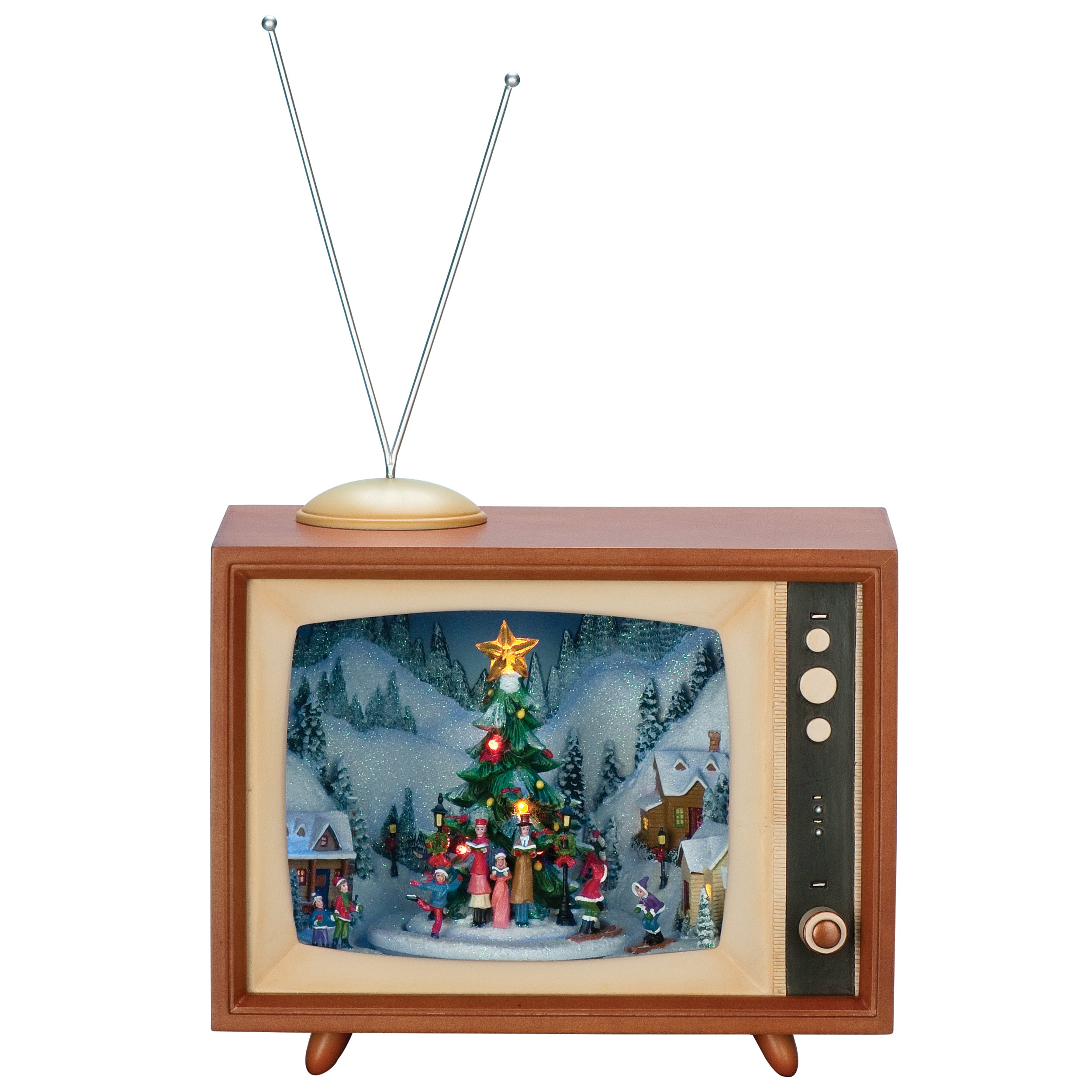 Amusements Lighted Musical TV Christmas Tree Village with Rotating Carolers