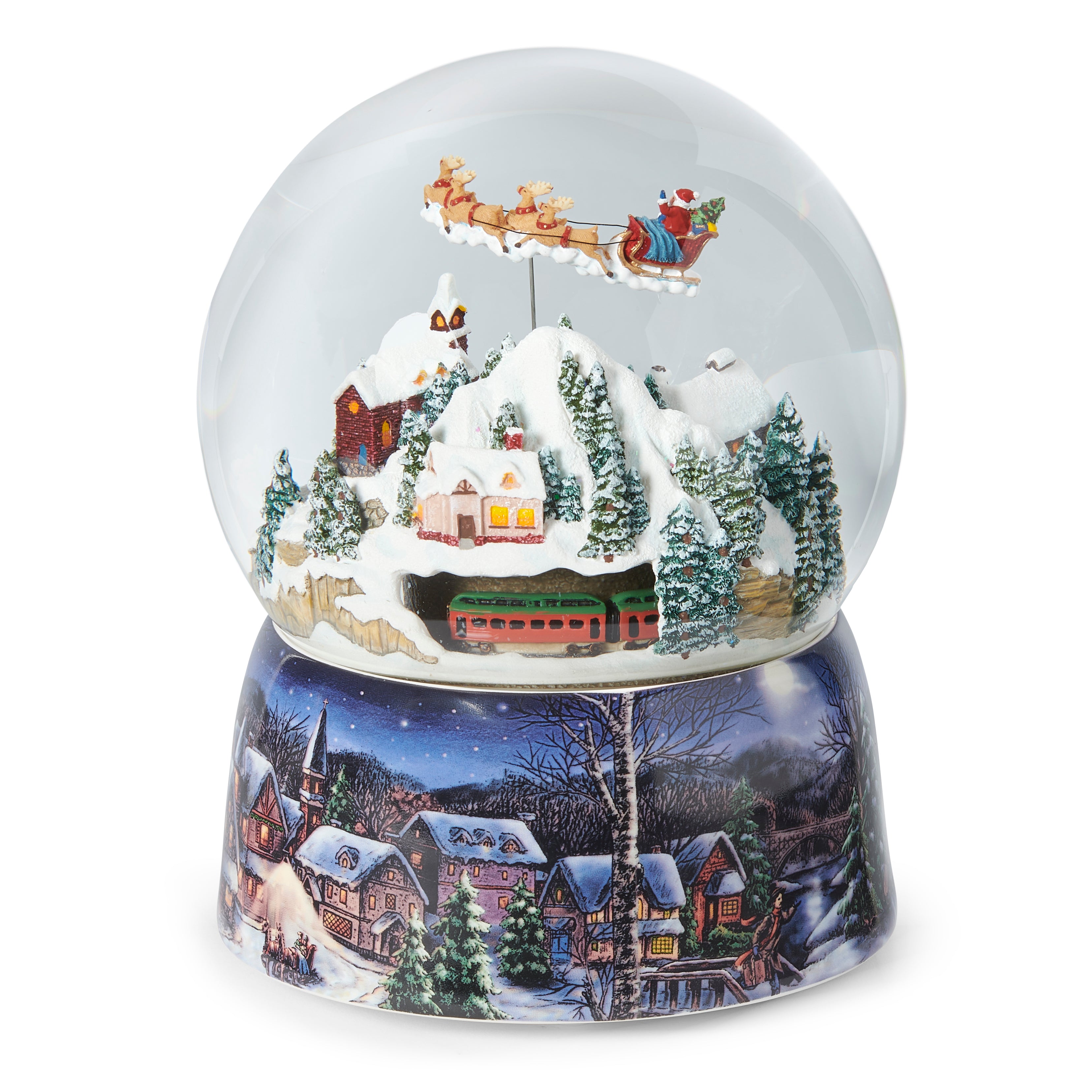 Glitterdome Musical Santa's Train Rotating - "We Wish You a Merry Christmas" Tune
