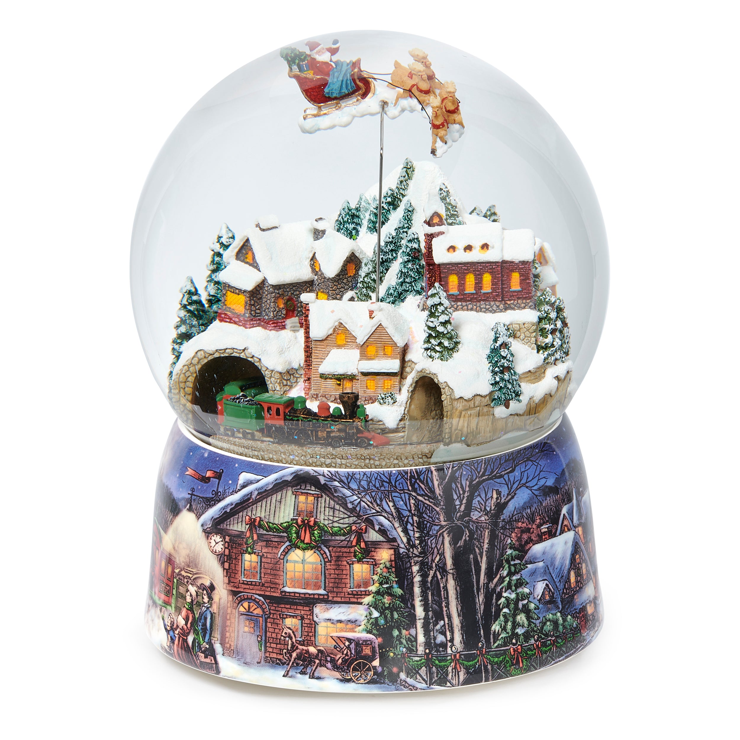 Glitterdome Musical Santa's Train Rotating - "We Wish You a Merry Christmas" Tune