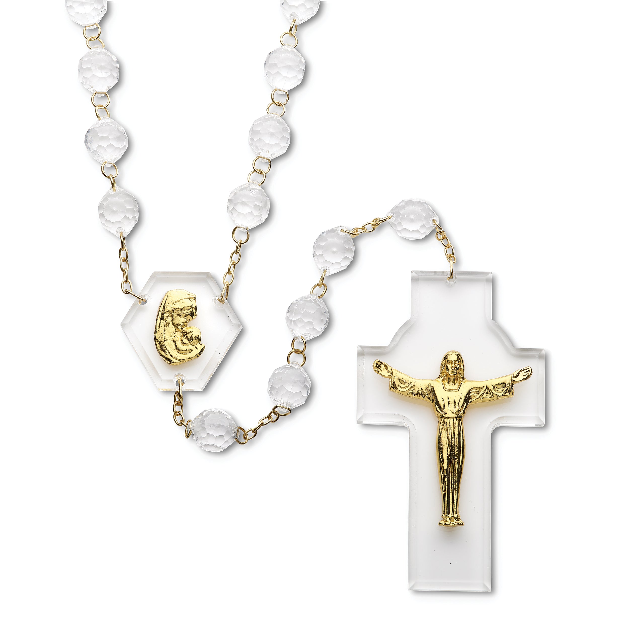 Crystal Wall Rosary – Risen Christ/Madonna & Child
