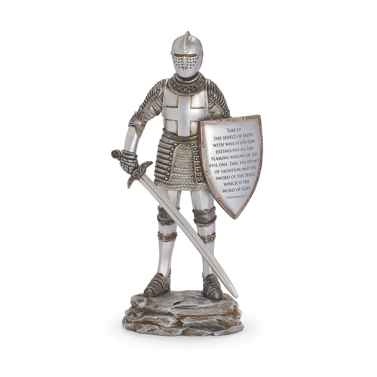 Armor of God Knight Figure with sword and scripture shield