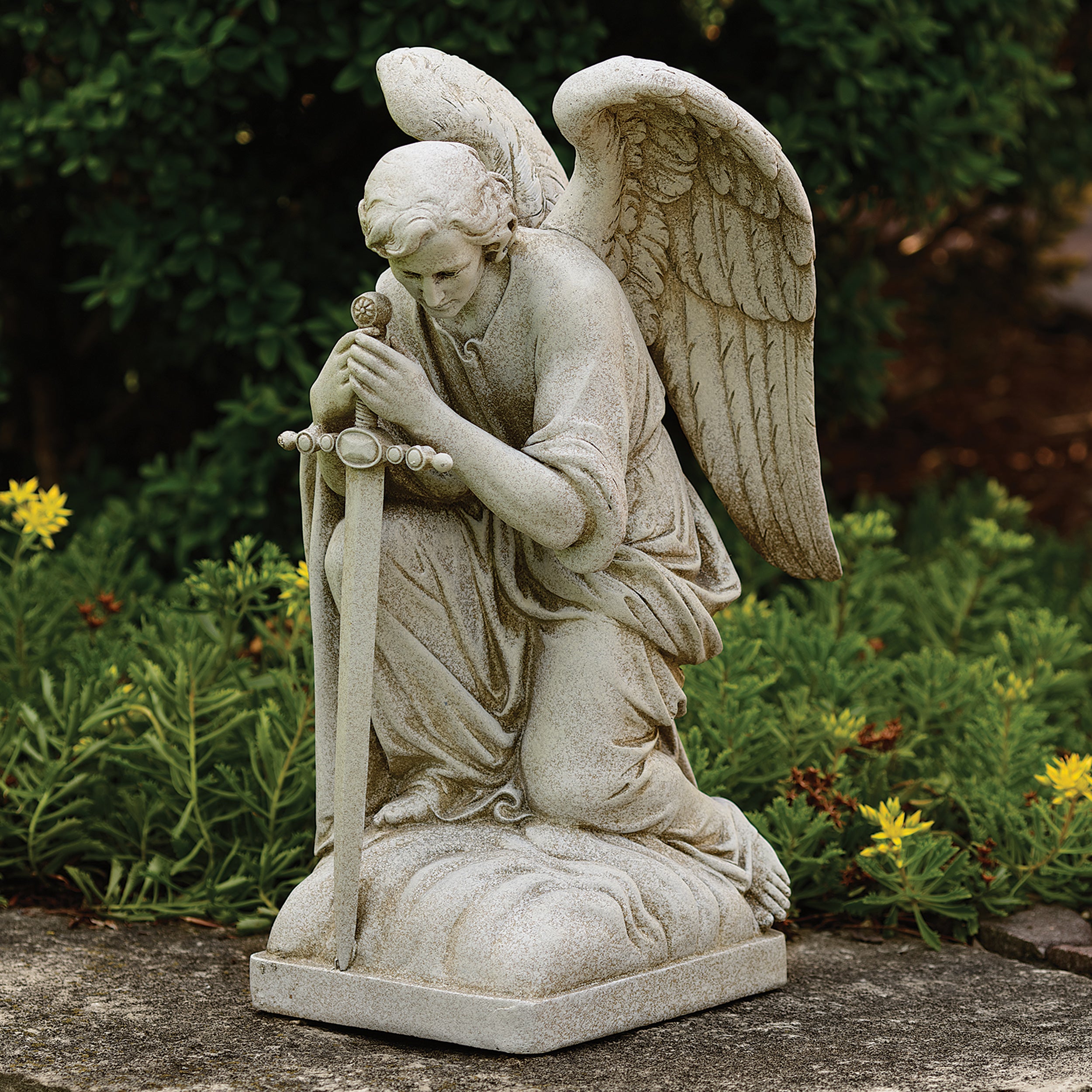 Joseph's Studio Male Angel Kneeling Garden Statue