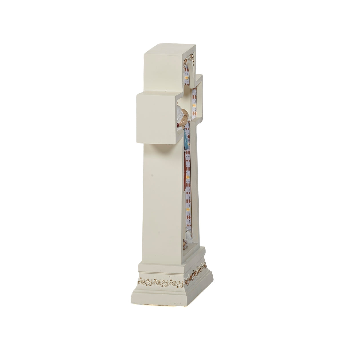Side view of the Lighted Madonna & Child Cross